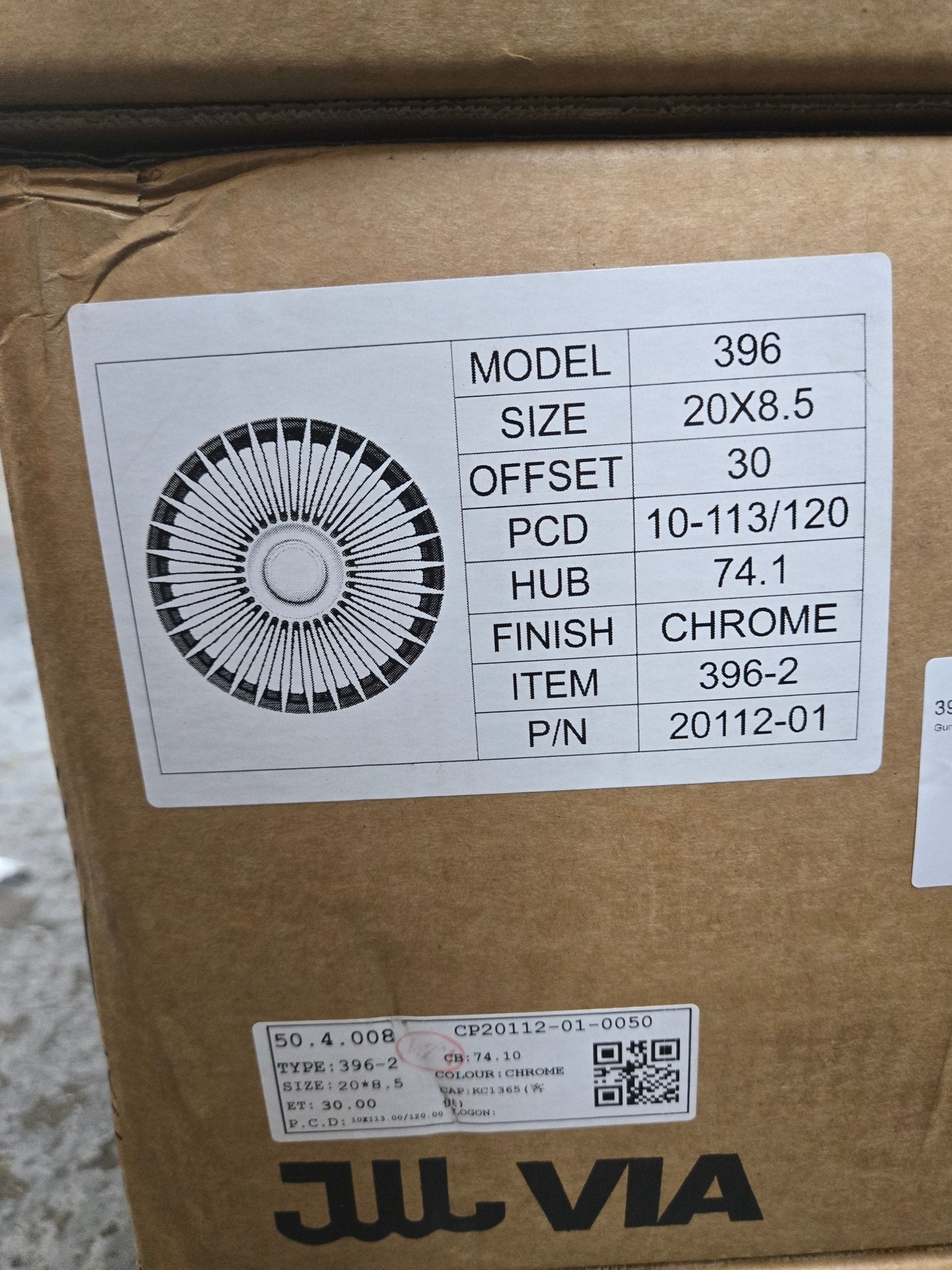 396F 20X8.5 5X112 5X120 CHOME - Gun Hill Tire House (WTW - WHOLESALE TIRES & WHEELS)