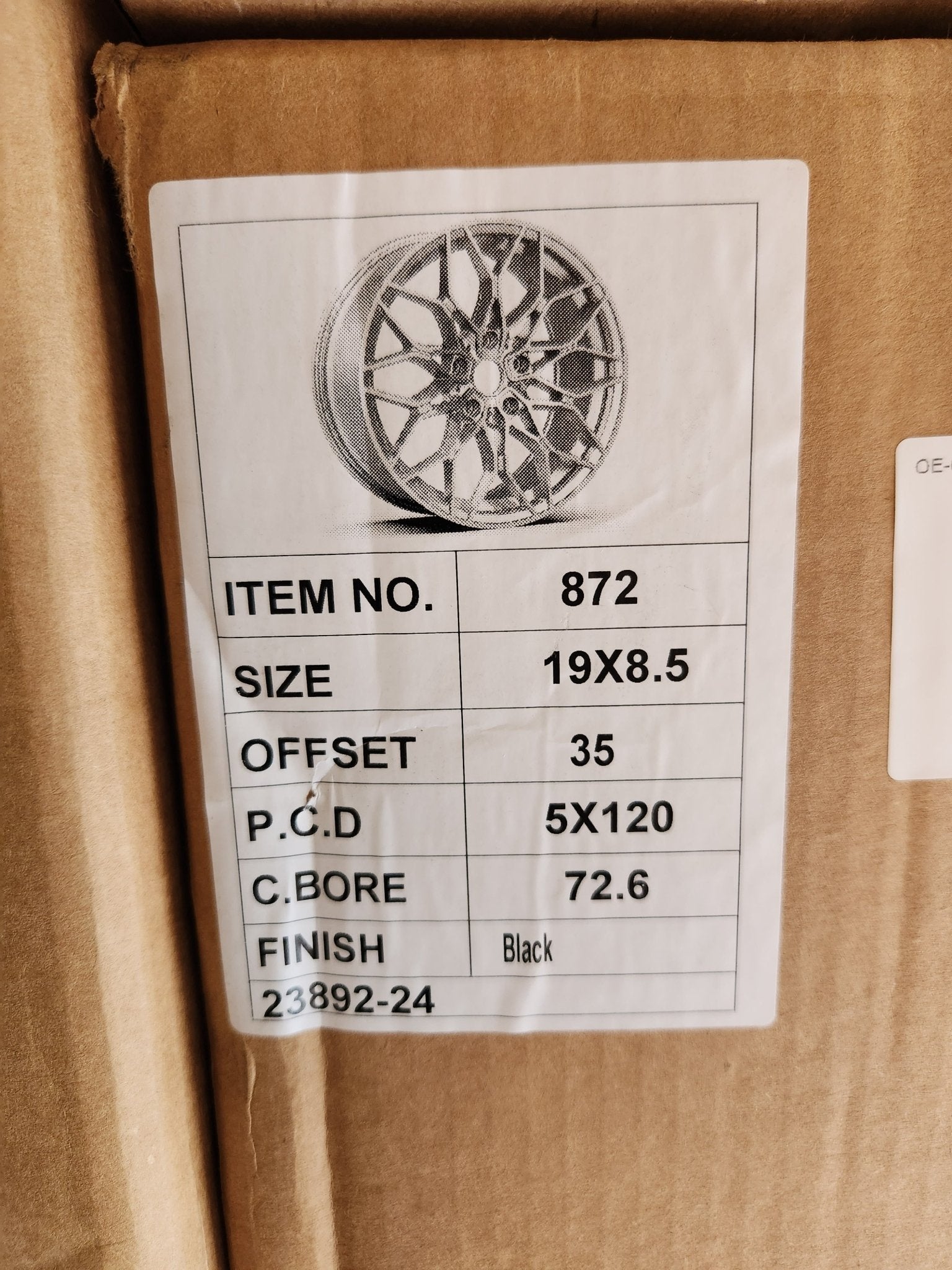 ZS292 OE - 0292 1000M STYLE 19x8.5 5x120 GLOSS BLACK - Gun Hill Tire House (WTW - WHOLESALE TIRES & WHEELS)