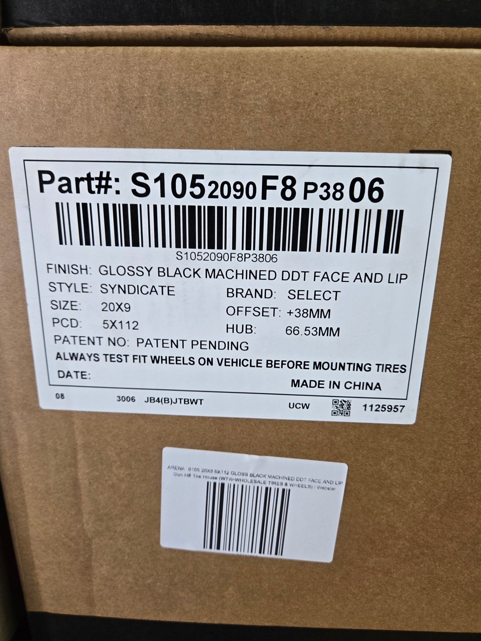 ARENA S105 SYNDICATE 20X10.5 5X112 GLOSS BLACK MACHINED DDT FACE AND LIP - Gun Hill Tire House (WTW - WHOLESALE TIRES & WHEELS)