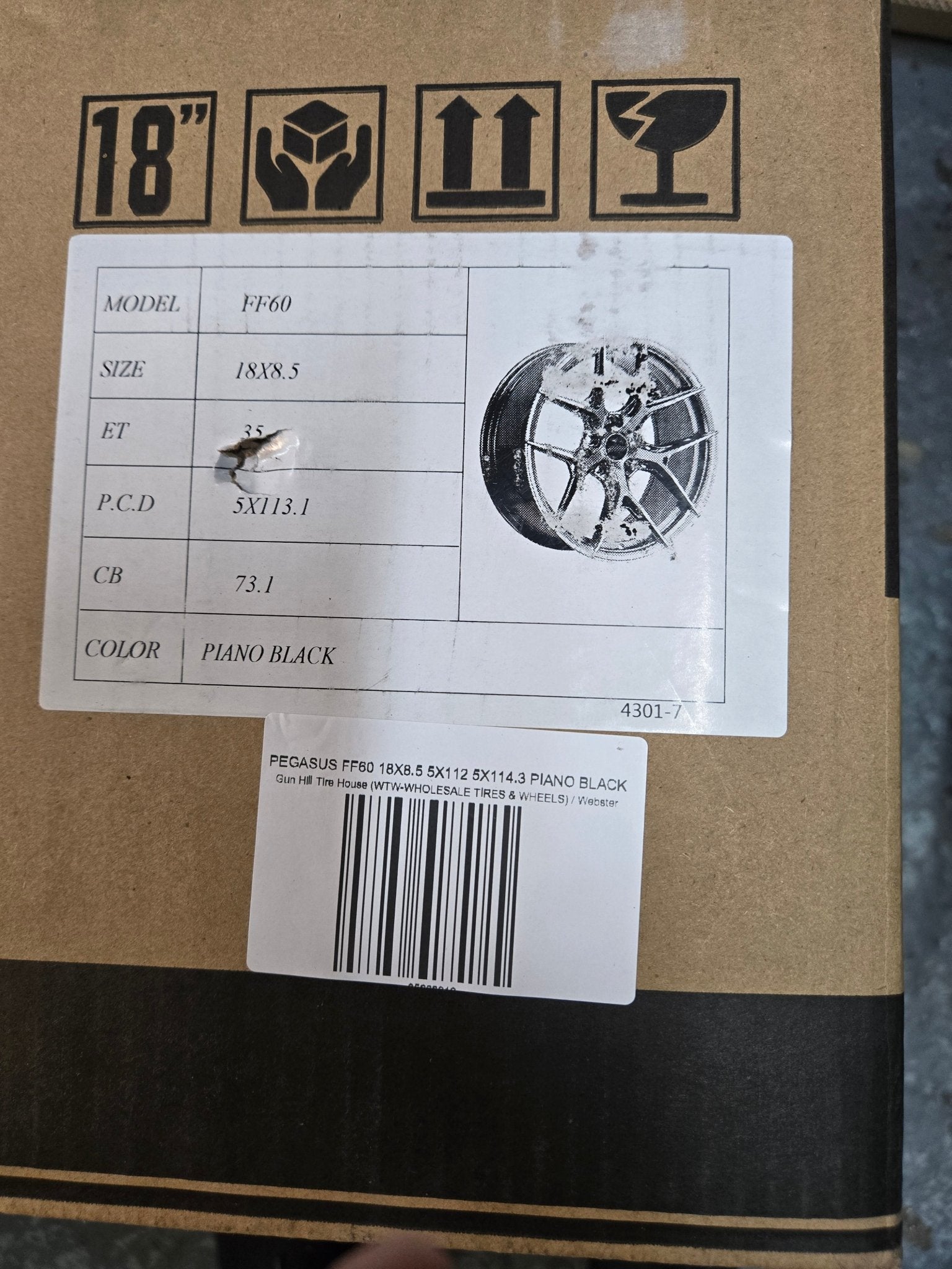 PEGASUS FF60 18X8.5 5x112 / 5x114.3 PIANO BLACK - Gun Hill Tire House (WTW - WHOLESALE TIRES & WHEELS)