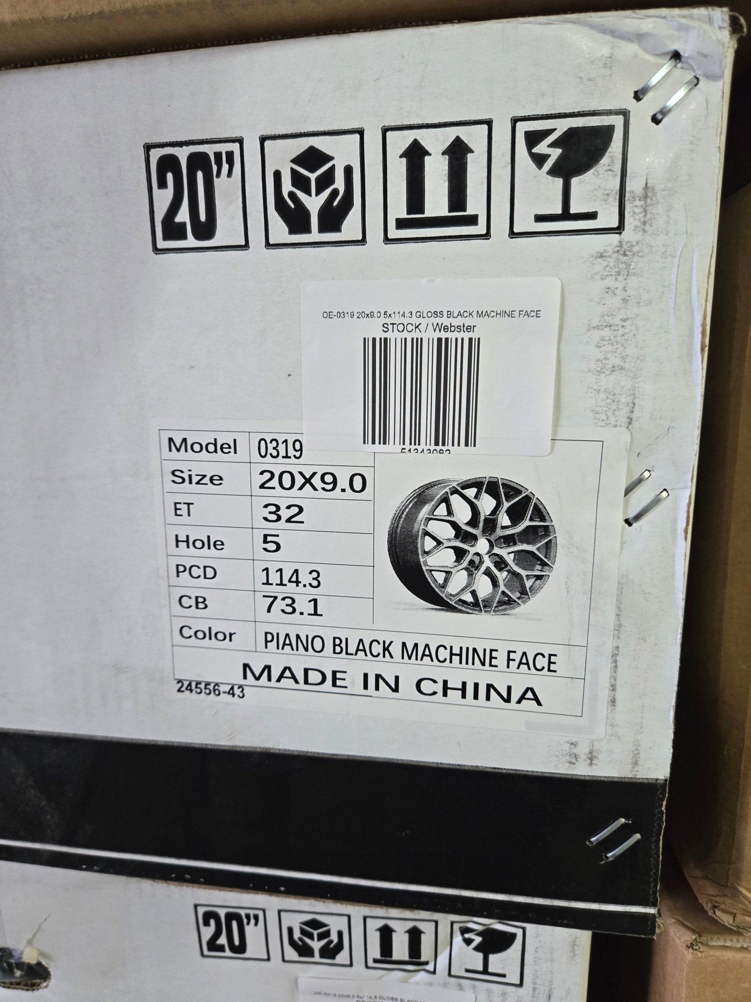 OE - 0319 20x9.0 5x114.3 GLOSS BLACK MACHINE FACE - Gun Hill Tire House (WTW - WHOLESALE TIRES & WHEELS)