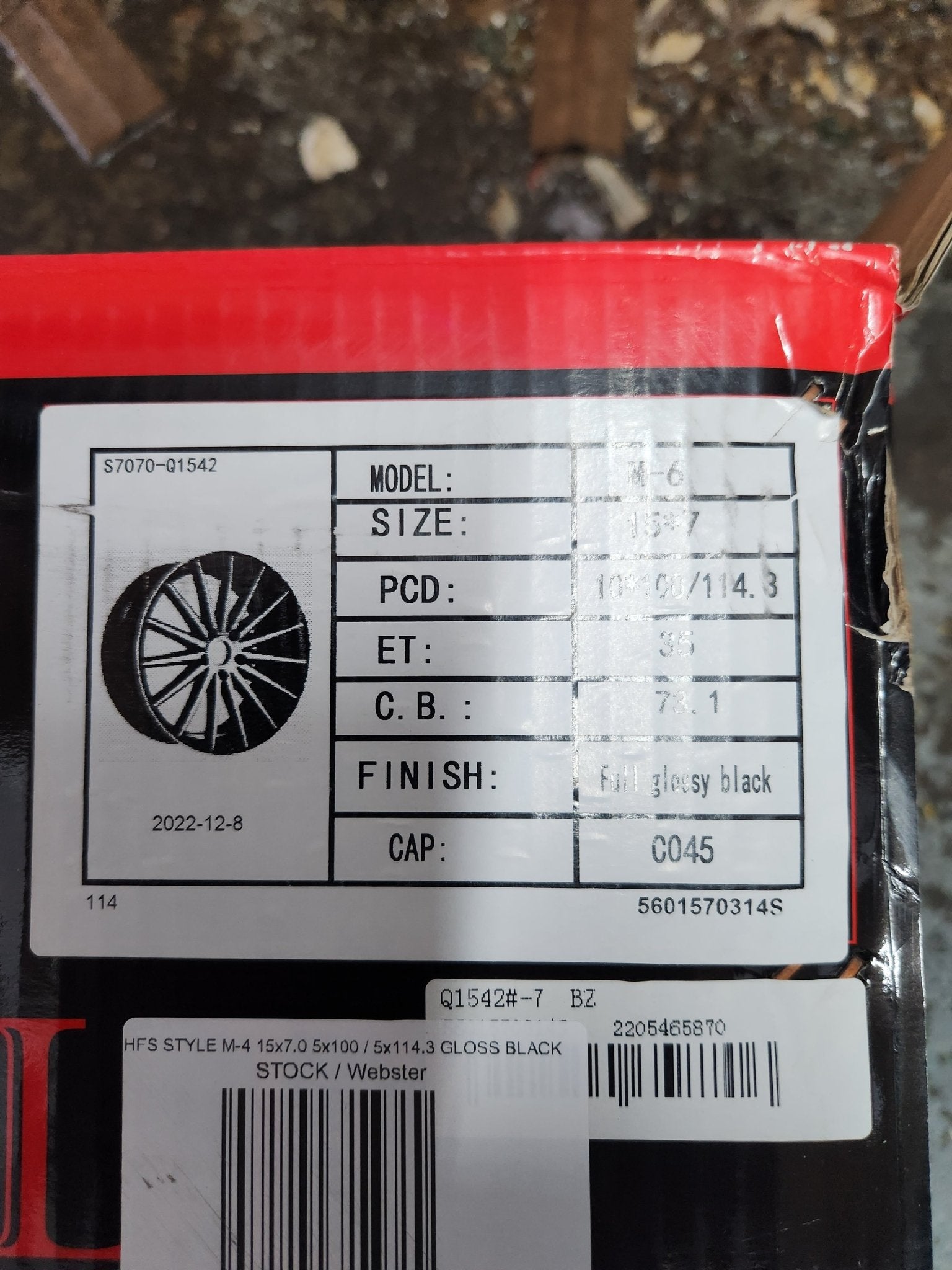 HFS STYLE M - 4 15x7.0 5x100 / 5x114.3 GLOSS BLACK - Gun Hill Tire House (WTW - WHOLESALE TIRES & WHEELS)