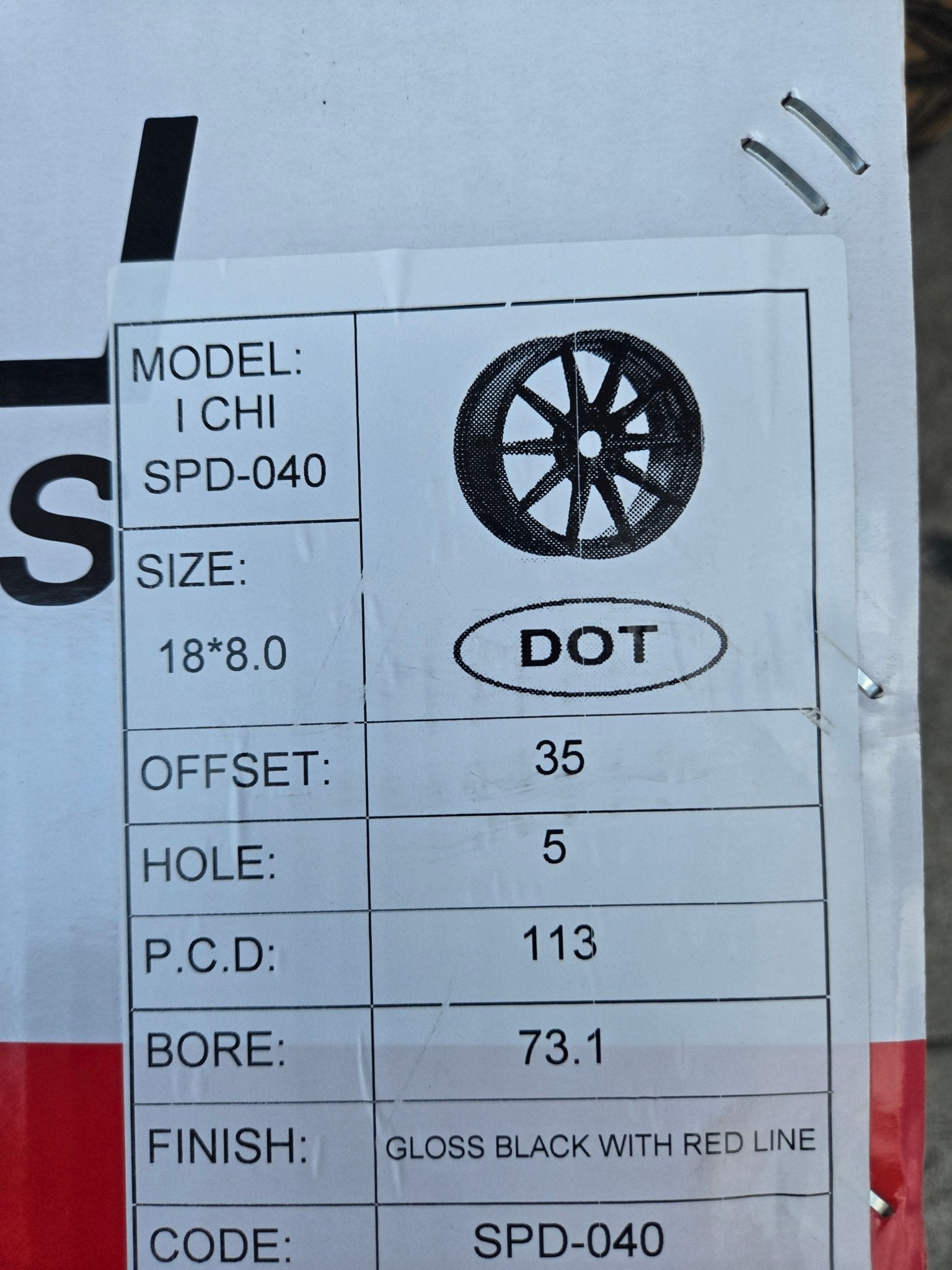 SPD - 40 18x8.0 5x112 / 5x114.3 GLOSS BLACK ITH RED MILLED - Gun Hill Tire House (WTW - WHOLESALE TIRES & WHEELS)