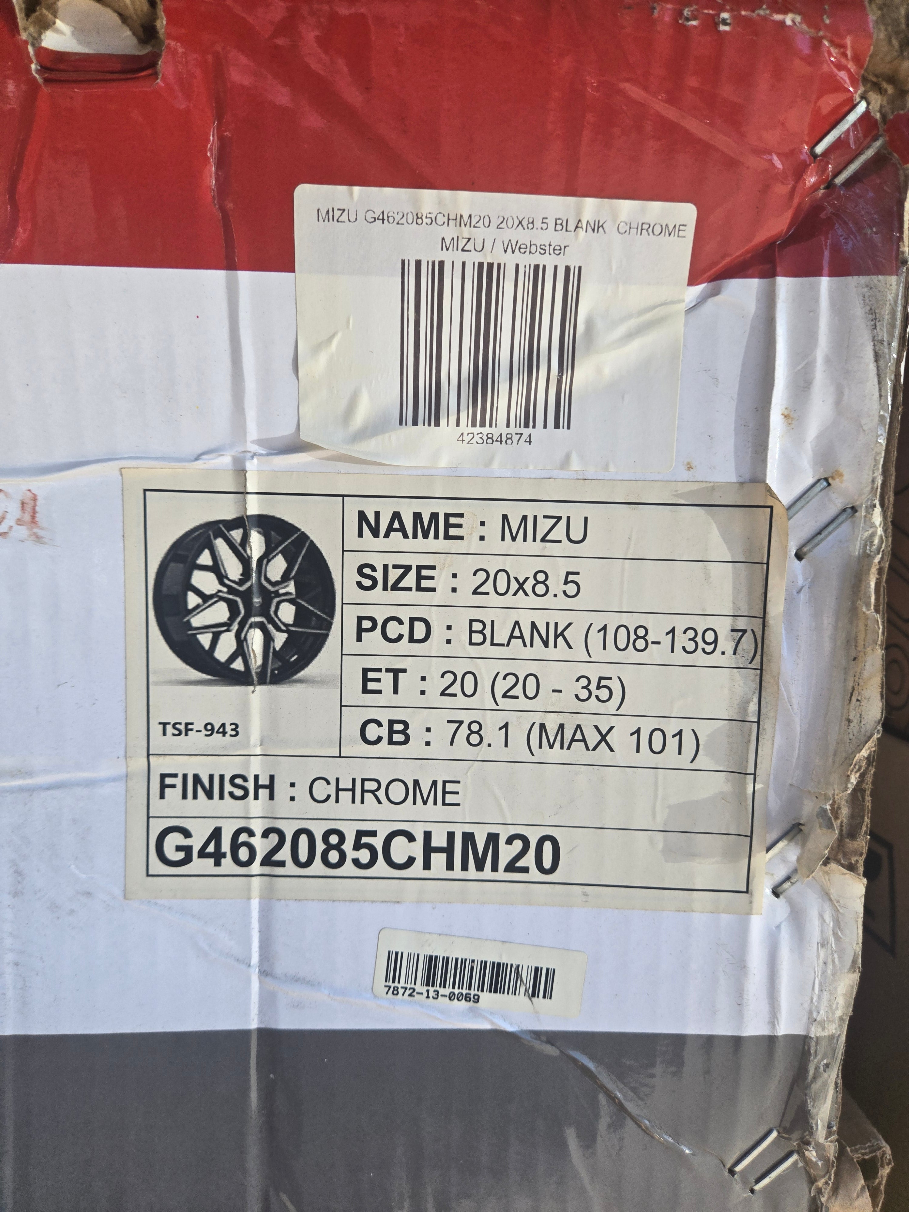 GWG G46 MIZU 2085 20X8.5 BLANK  CHROME