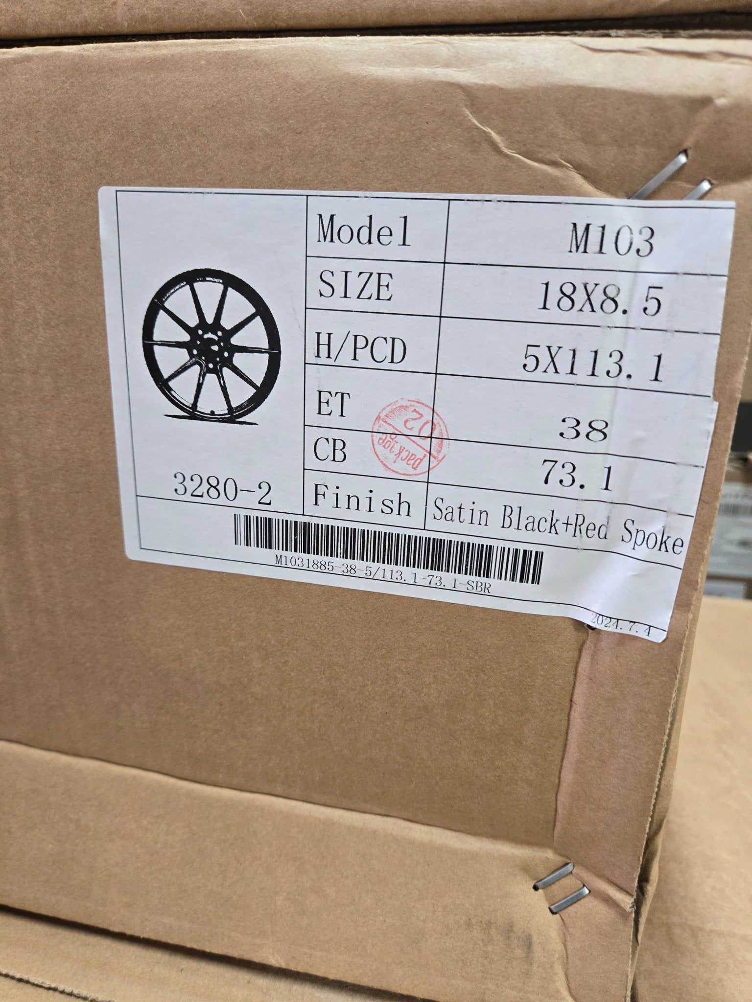 M - 103 CI - R STYLE 18x8.0 5x120 GLOSS BLACK WITH SINGLE RED MILLED - Gun Hill Tire House (WTW - WHOLESALE TIRES & WHEELS)