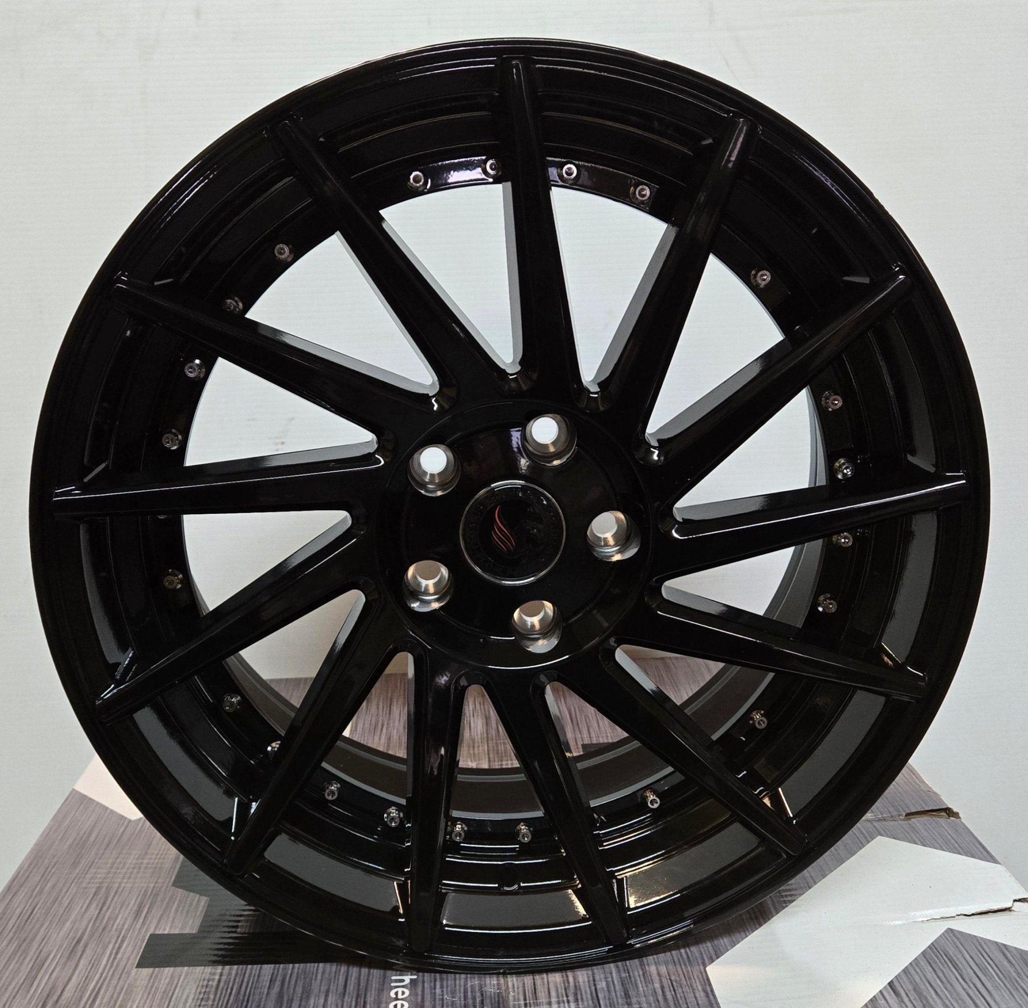 PEGASUS G1905 18x8.5 5x112 / 5x114.3 GLOSS BLACK CHROME RIVETS - Gun Hill Tire House (WTW - WHOLESALE TIRES & WHEELS)