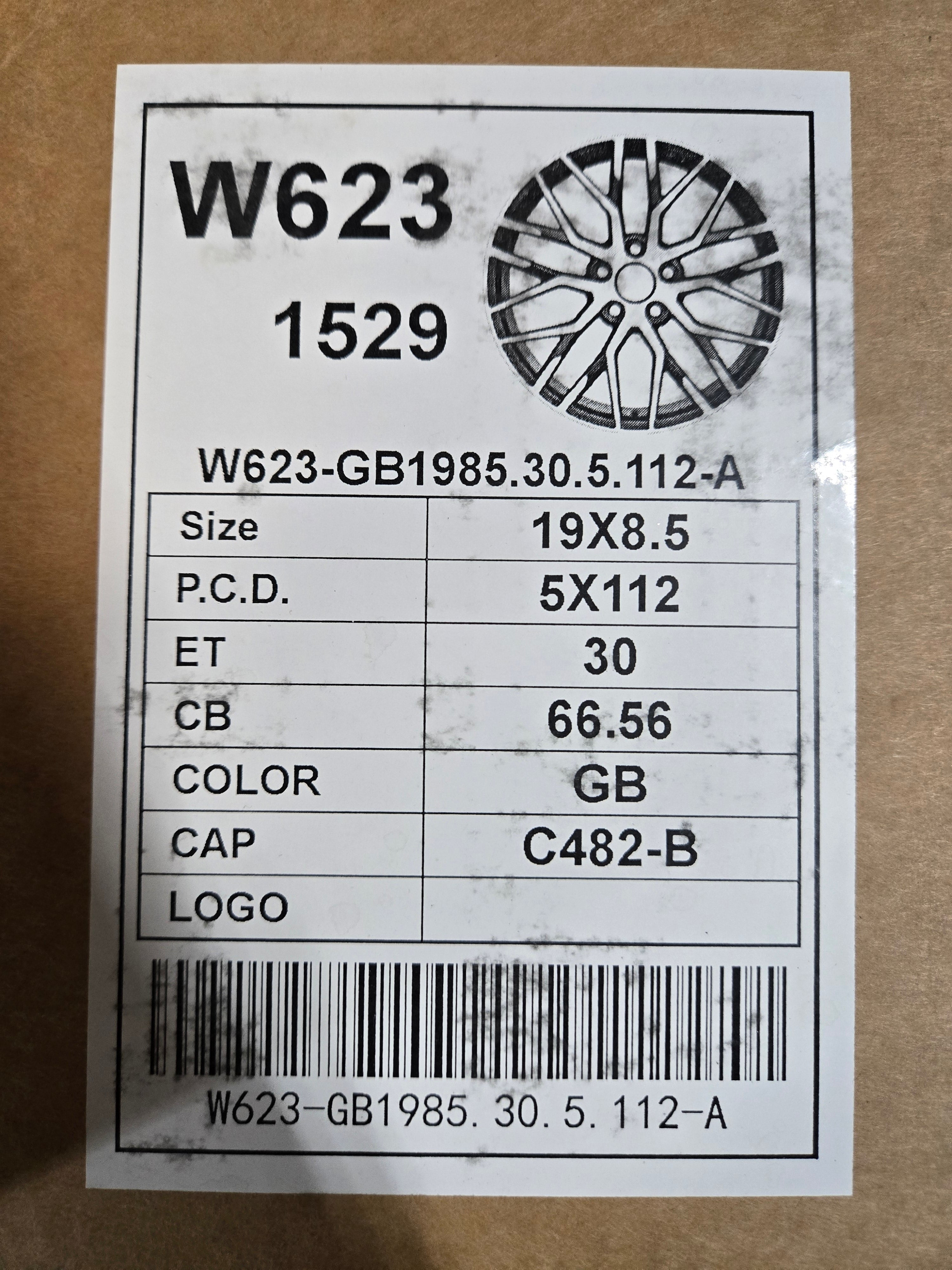 W623 19X8.5 5X112 GLOSS BLACK