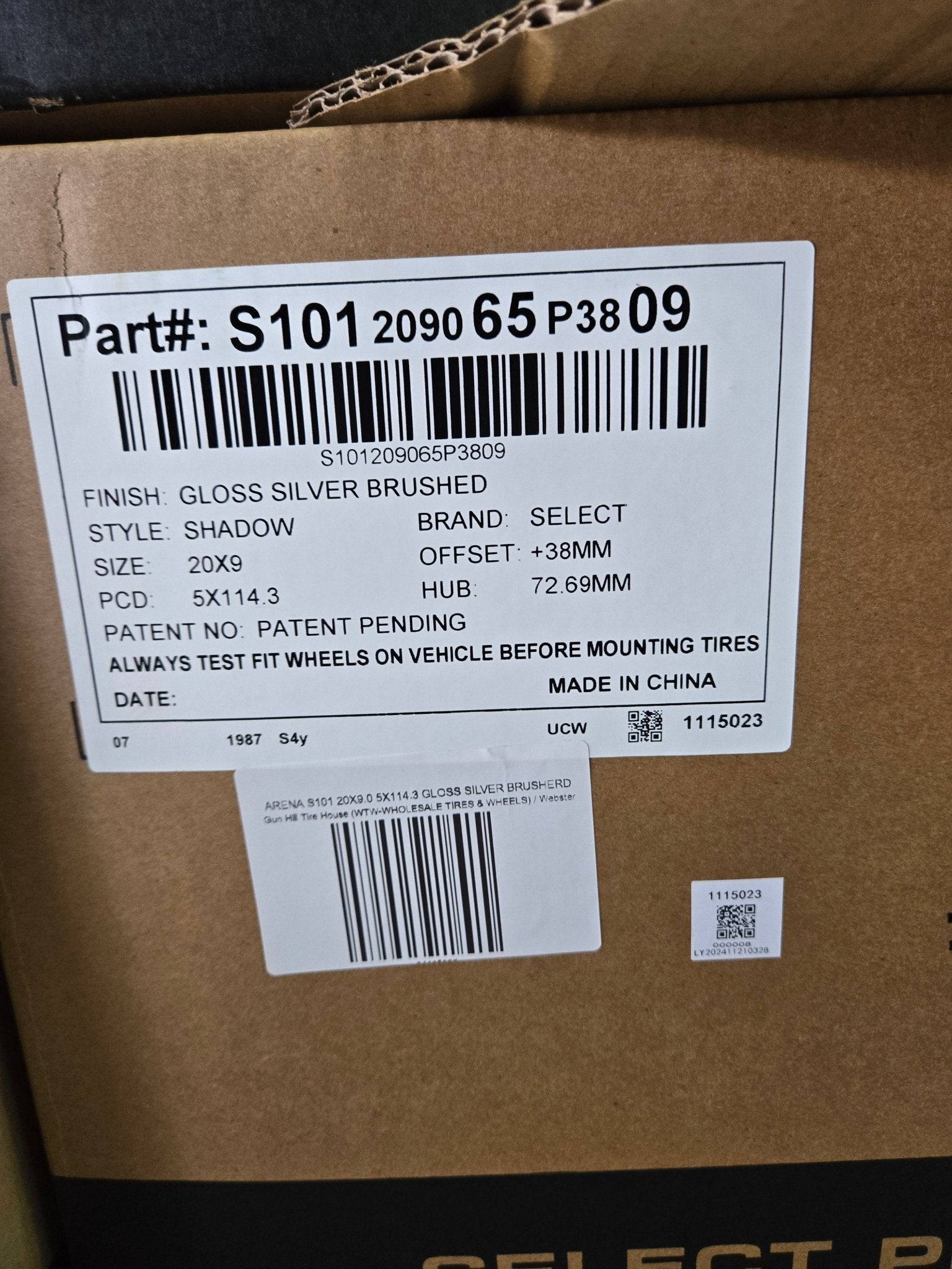 ARENA S101 SHADOW 20X9.0 5X114.3 GLOSS SILVER BRUSHERD - Gun Hill Tire House (WTW - WHOLESALE TIRES & WHEELS)