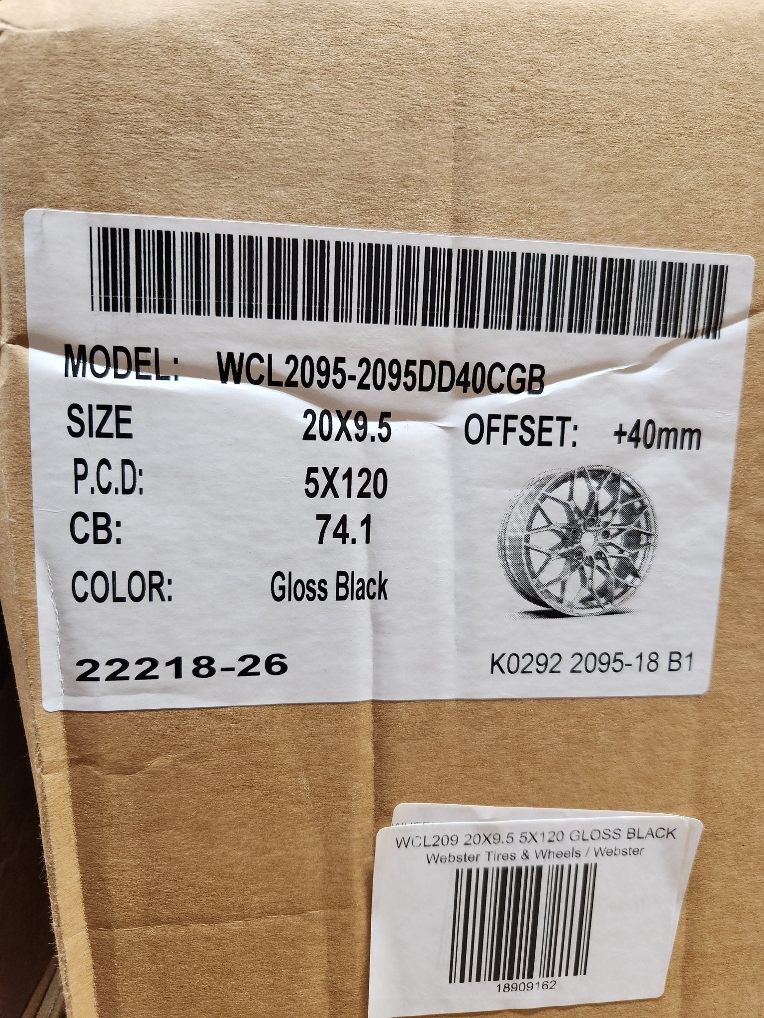 WCL206 WHEELS 20X9.5 5X120 GLOSS BLACK - Gun Hill Tire House (WTW - WHOLESALE TIRES & WHEELS)