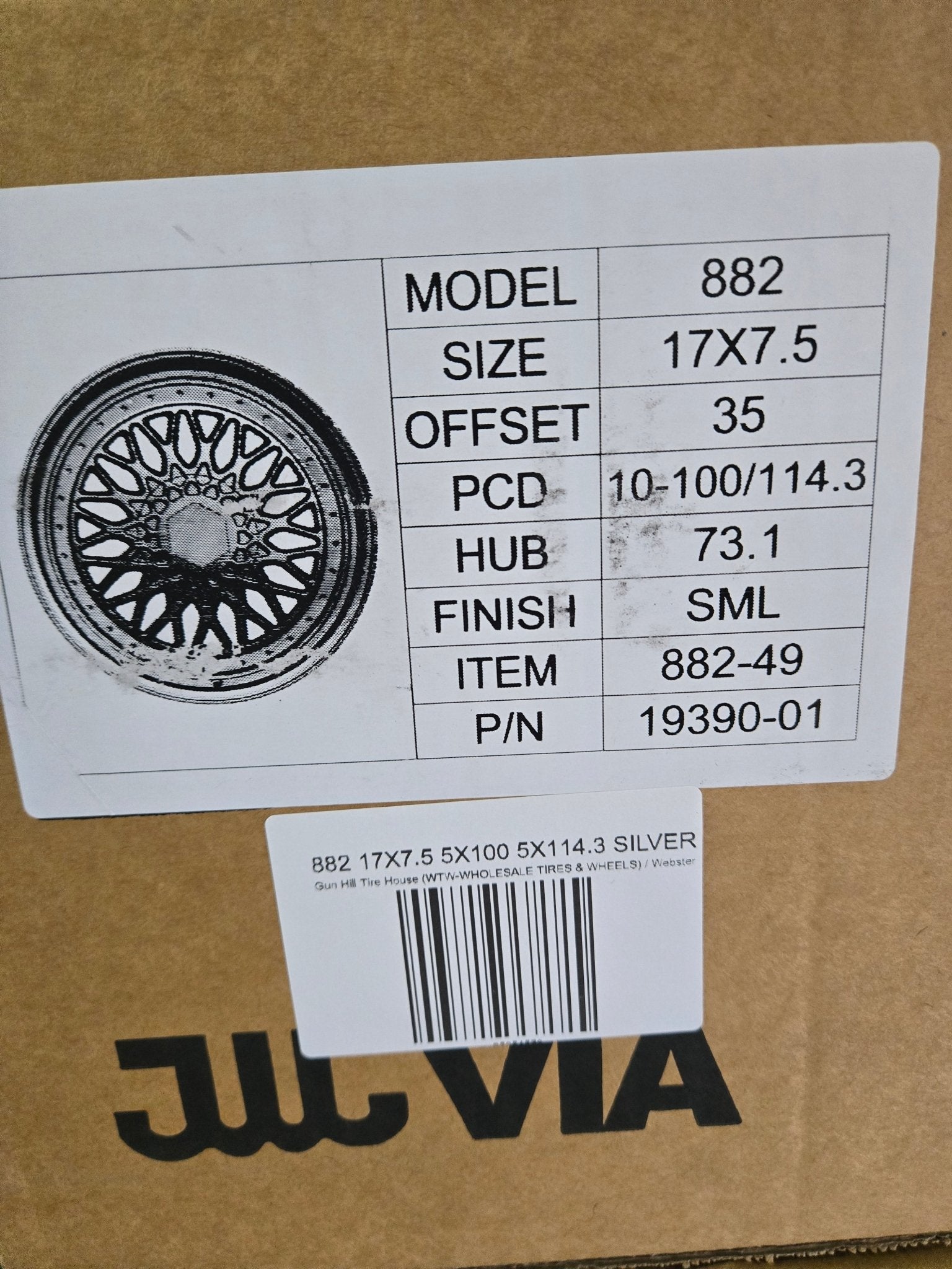 882 17X7.5 5X100 5X114.3 SILVER - Gun Hill Tire House (WTW - WHOLESALE TIRES & WHEELS)