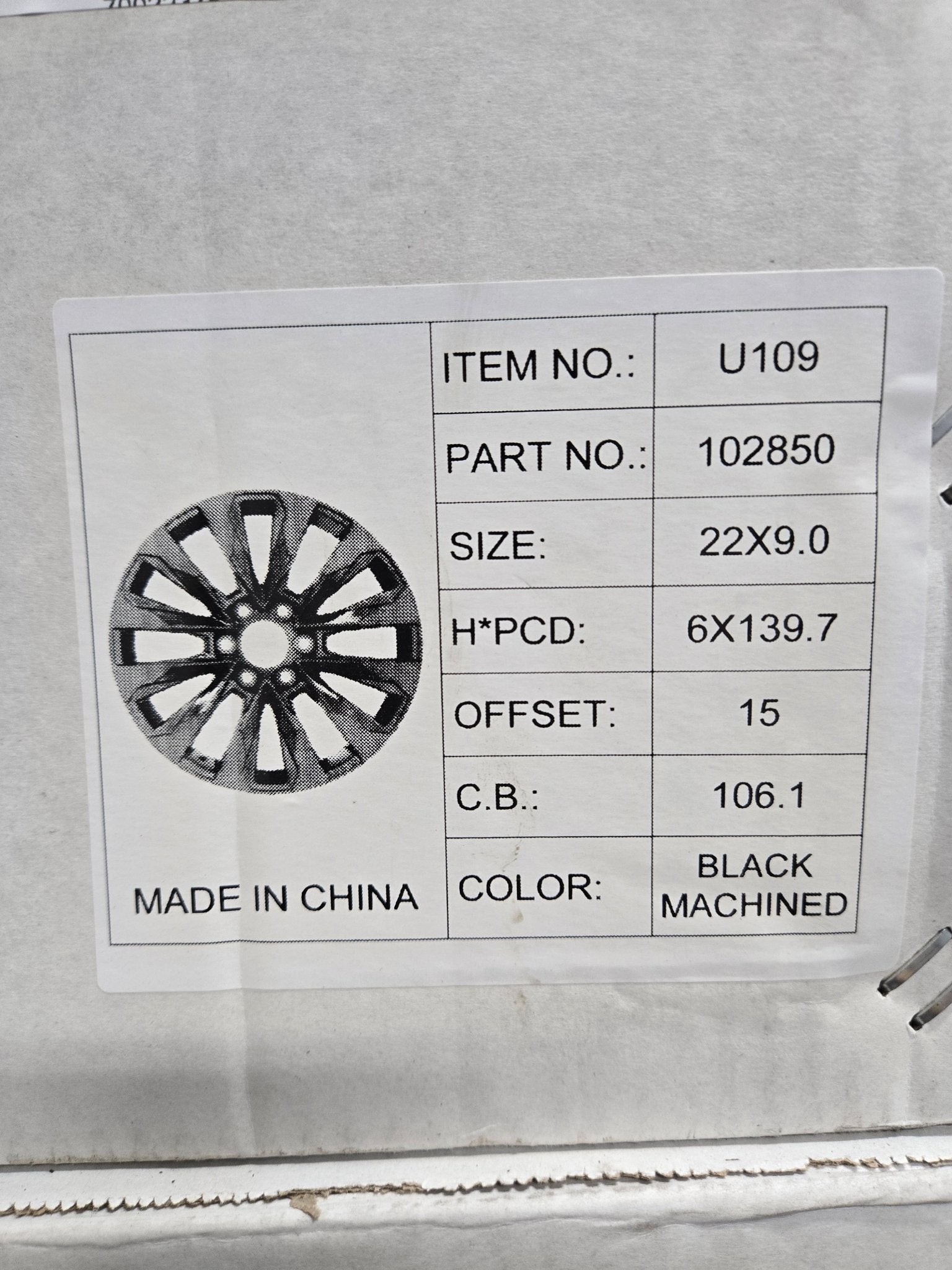 U109 22x9 6x139.7 GLOSS BLACK MACHINE - Gun Hill Tire House (WTW - WHOLESALE TIRES & WHEELS)