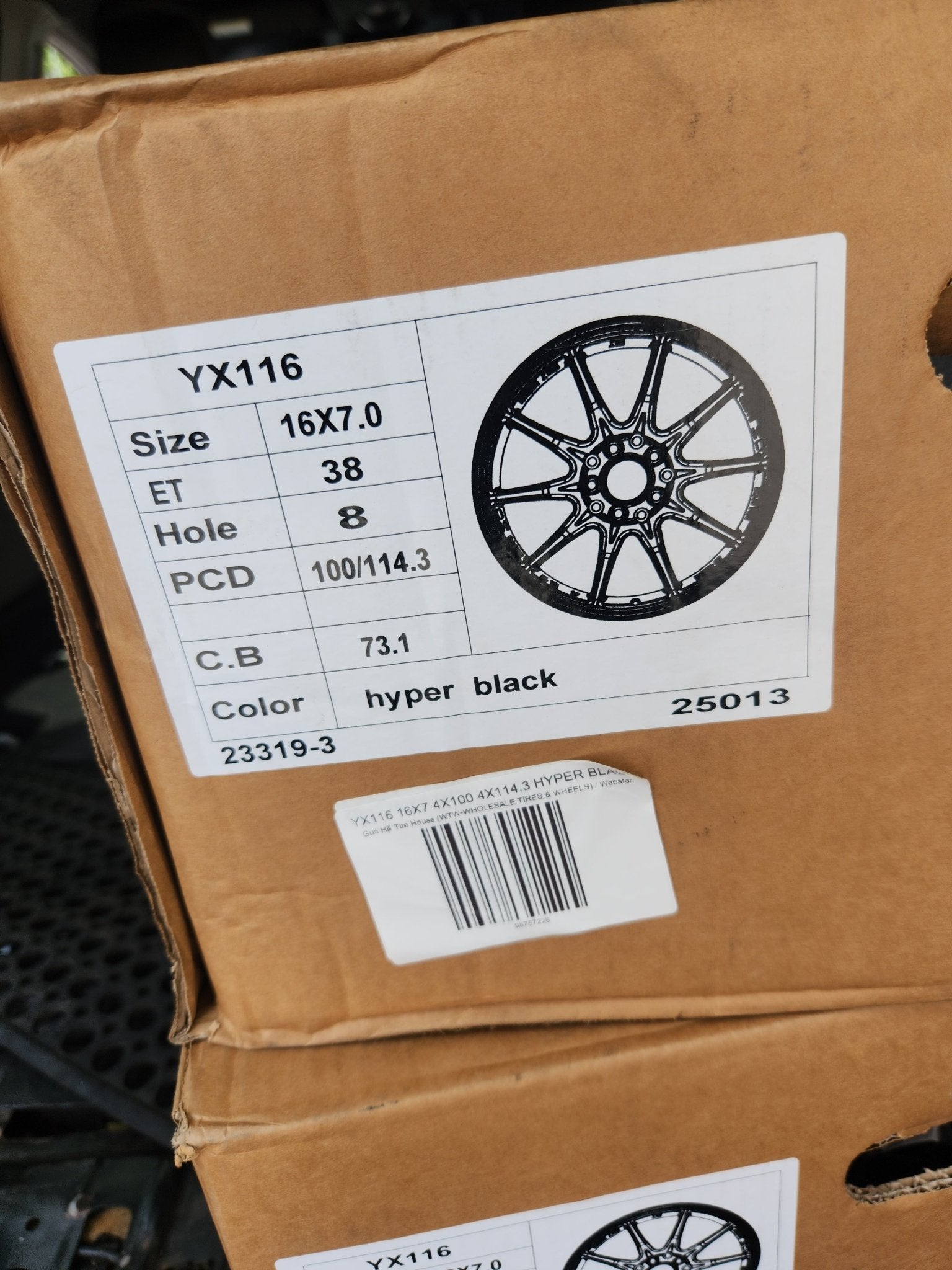 YX116 16X7 4X100 4X114.3 HYPER BLACK - Gun Hill Tire House (WTW - WHOLESALE TIRES & WHEELS)