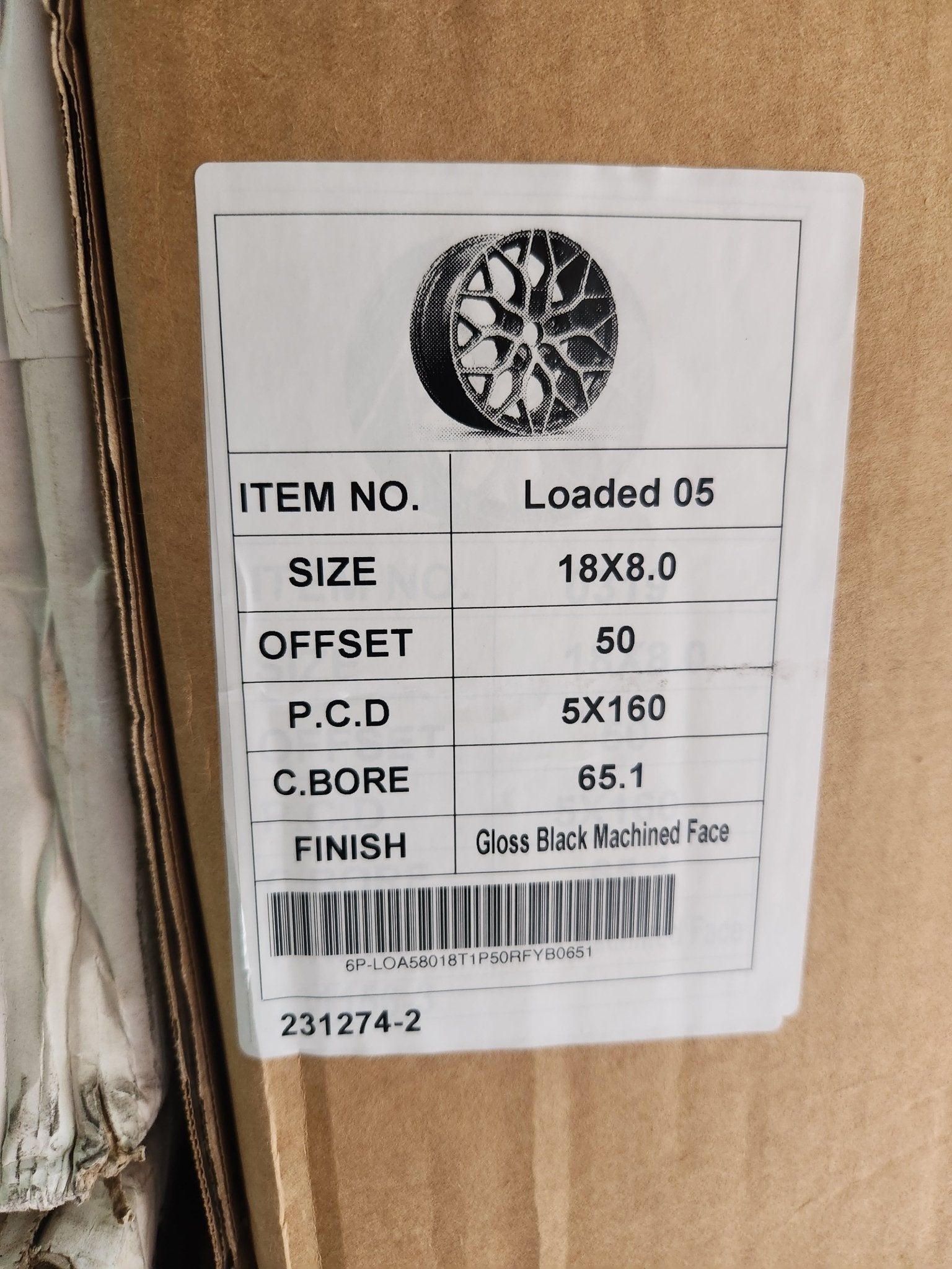 OE - 0319 18x8.0 5x160 FULL GLOSS BLACK MACHINE FACE - Gun Hill Tire House (WTW - WHOLESALE TIRES & WHEELS)