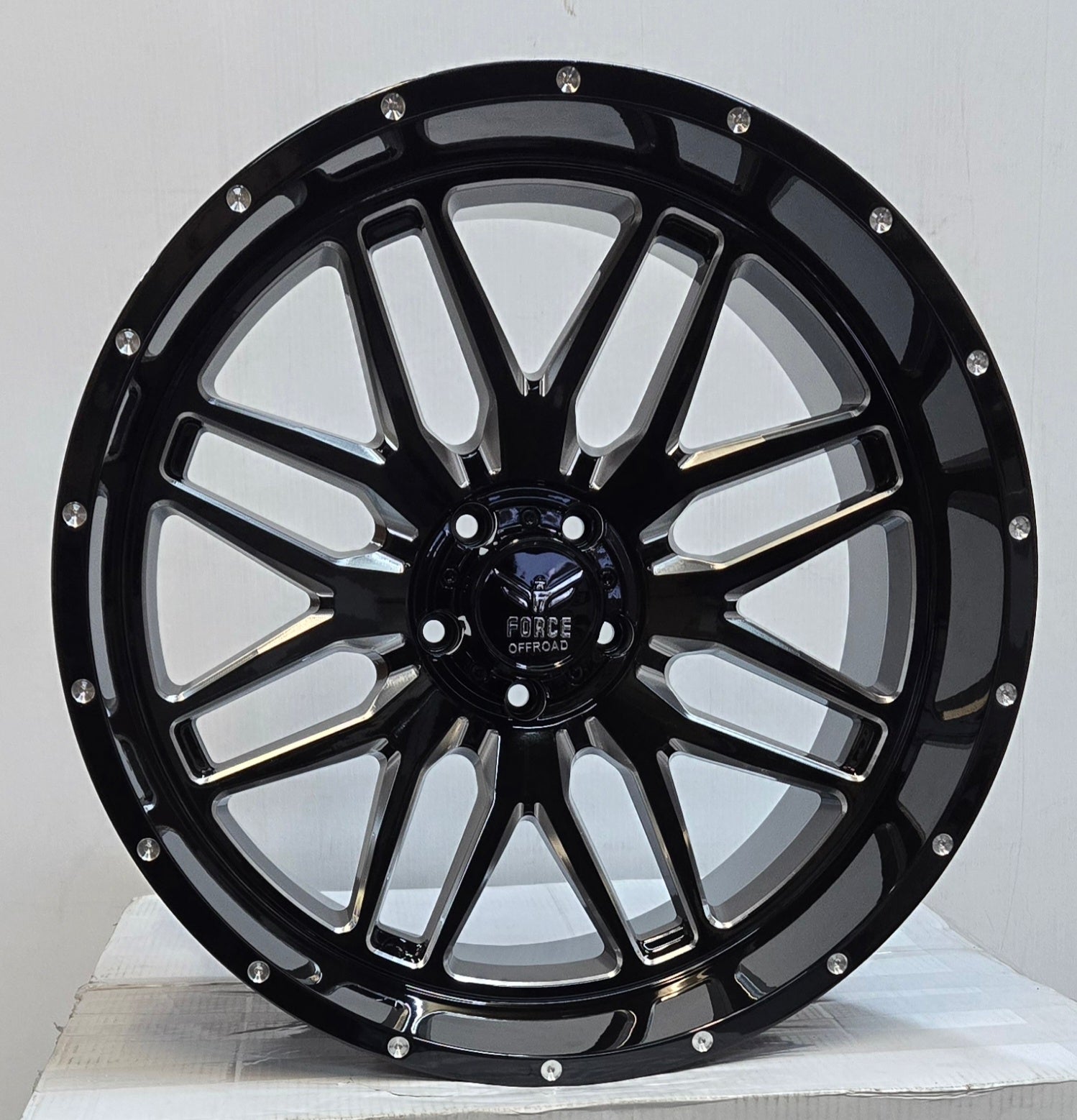 FORCE F - 4 22X12 5X127 PIANO BLACK MILLING WINDOW - Gun Hill Tire House (WTW - WHOLESALE TIRES & WHEELS)