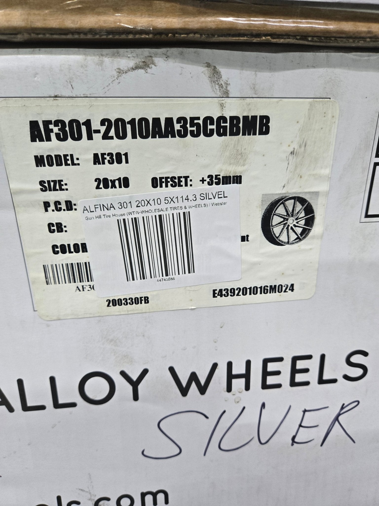 ALFINA 301 20X10 5X114.3 SILVEL - Gun Hill Tire House (WTW - WHOLESALE TIRES & WHEELS)