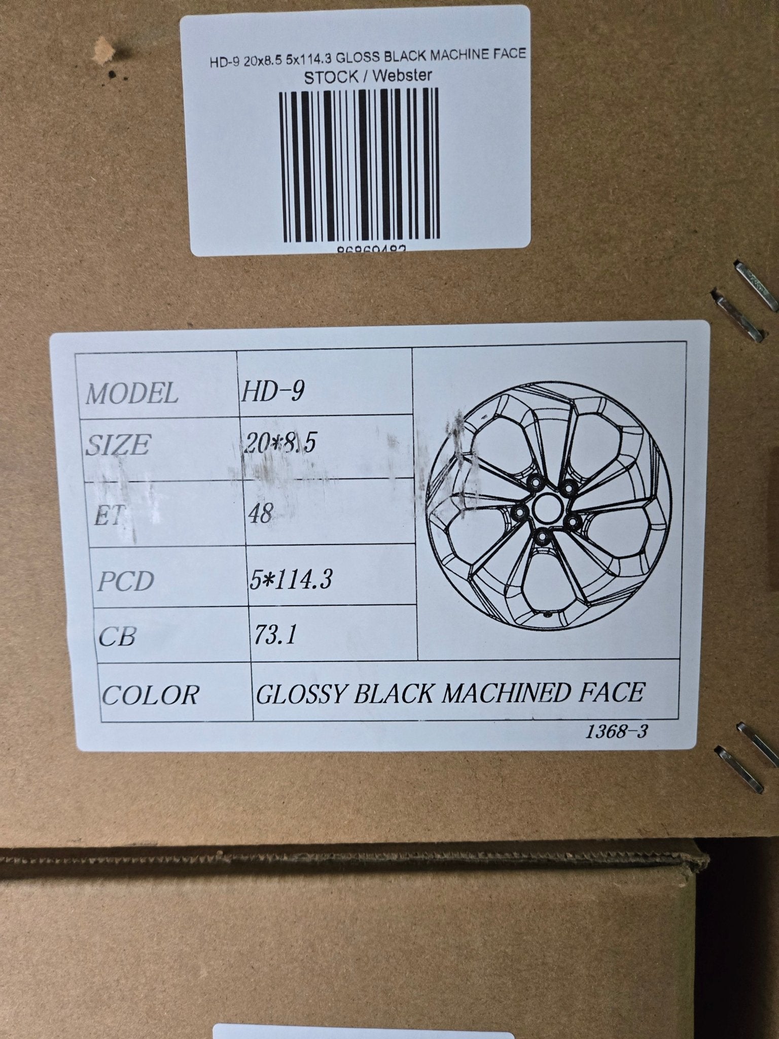 HD - 9 20x8.5 5x114.3 GLOSS BLACK MACHINE FACE - Gun Hill Tire House (WTW - WHOLESALE TIRES & WHEELS)
