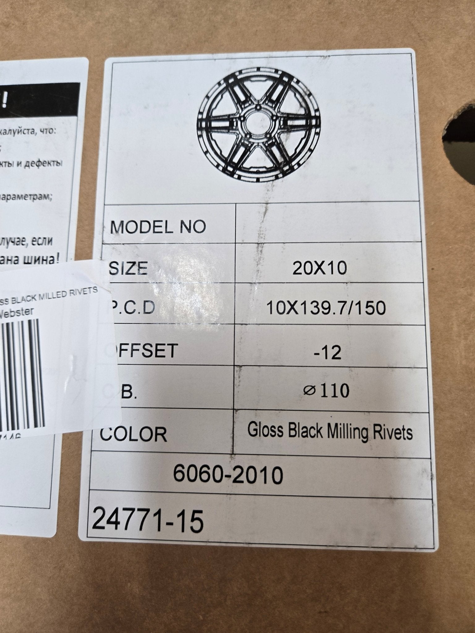 Z6060 20x10 5x139.7 5x150 GLOSS BLACK MILLED RIVETS - Gun Hill Tire House (WTW - WHOLESALE TIRES & WHEELS)