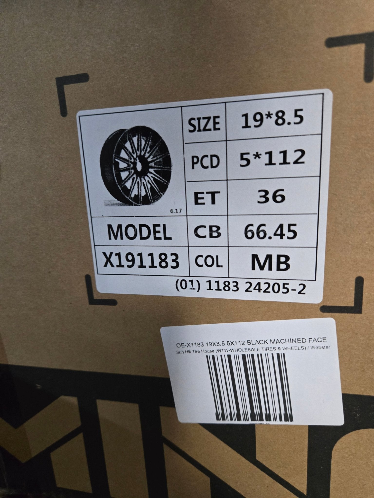 OE - X1183 19X8.5 5X112 GLOSS BLACK MACHINED FACE - Gun Hill Tire House (WTW - WHOLESALE TIRES & WHEELS)