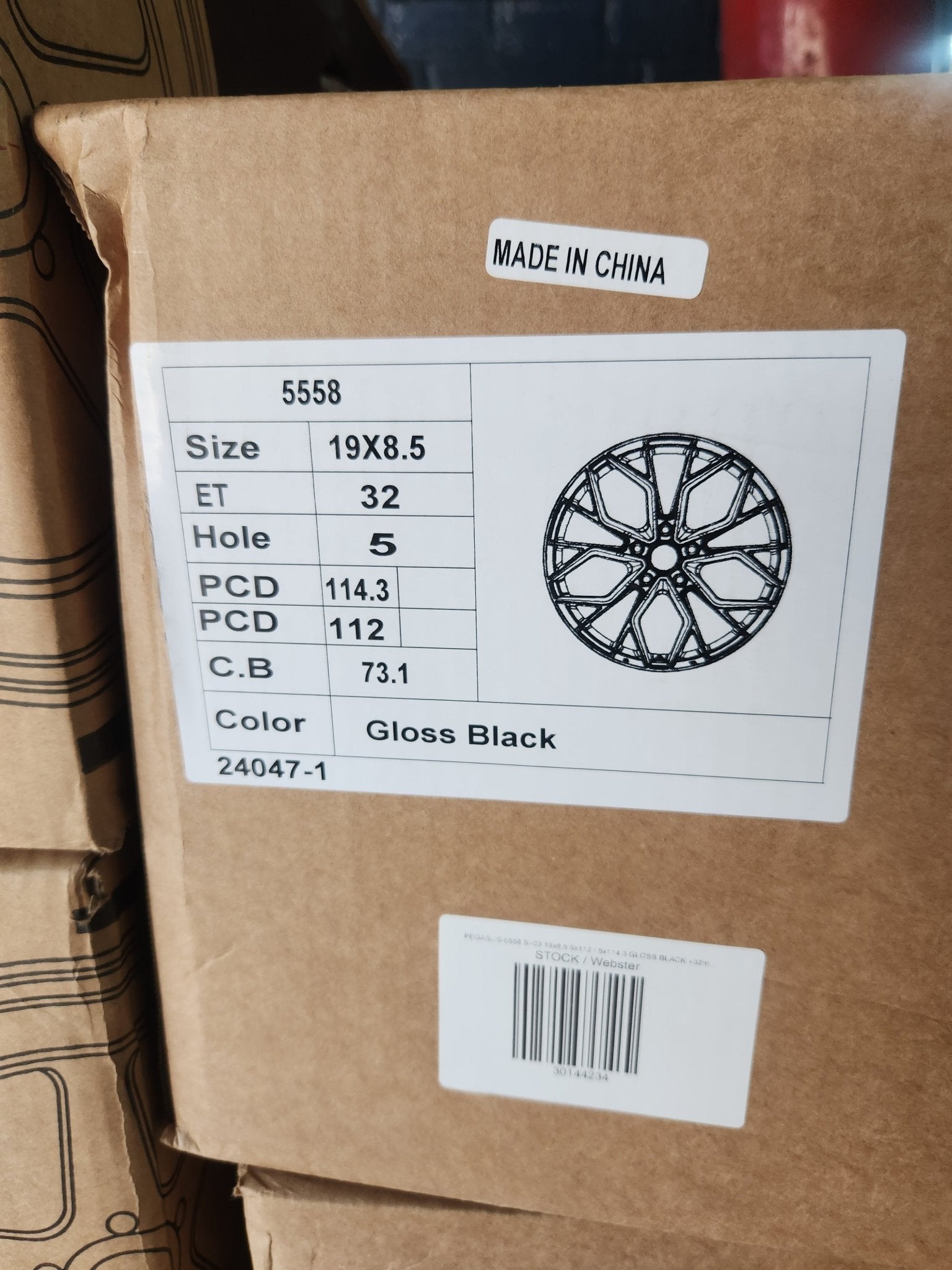 PEGASUS - 5558 Si - 03 19x8.5 5x112 / 5x114.3 GLOSS BLACK +32mm 73.1mm - Gun Hill Tire House (WTW - WHOLESALE TIRES & WHEELS)