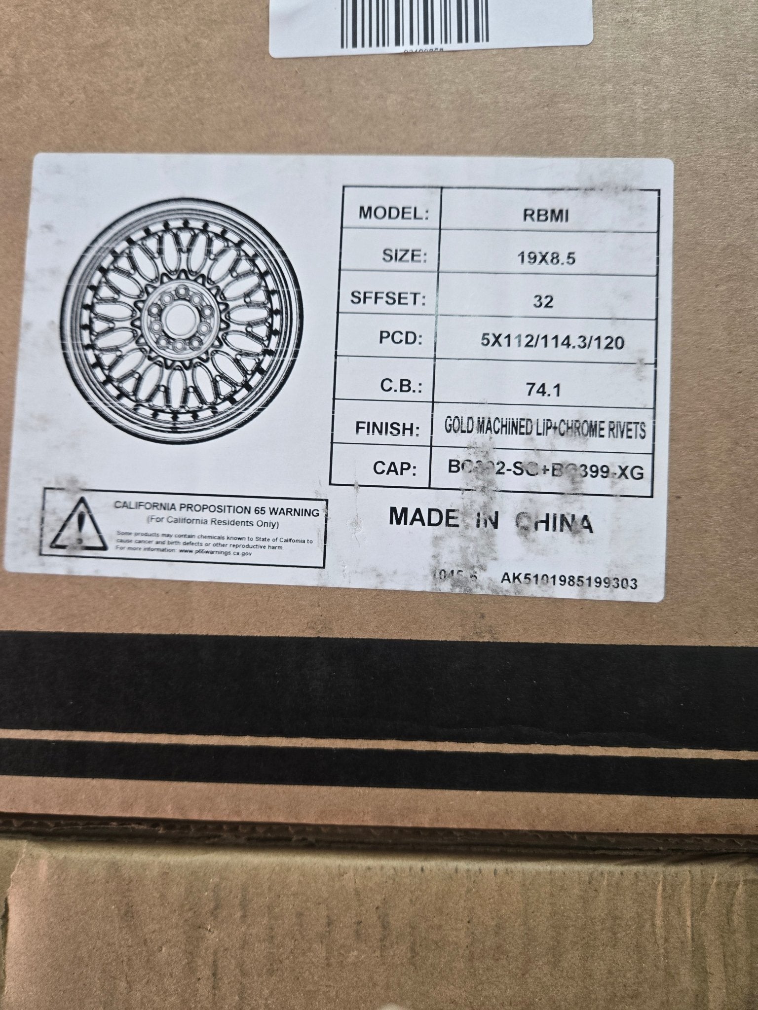 RBM1 19X8.5 5X114.3 GOLD MACHINED LIP GOLD RIVET - Gun Hill Tire House (WTW - WHOLESALE TIRES & WHEELS)