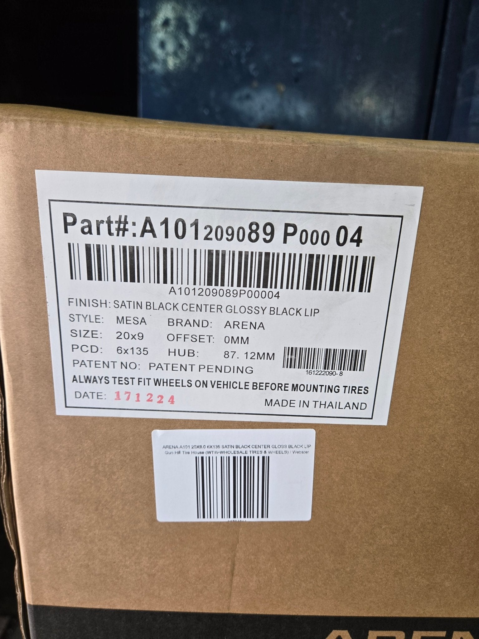 ARENA A101 MESA 20X9.0 6X135 SATIN BLACK CENTER GLOSS BLACK LIP - Gun Hill Tire House (WTW - WHOLESALE TIRES & WHEELS)