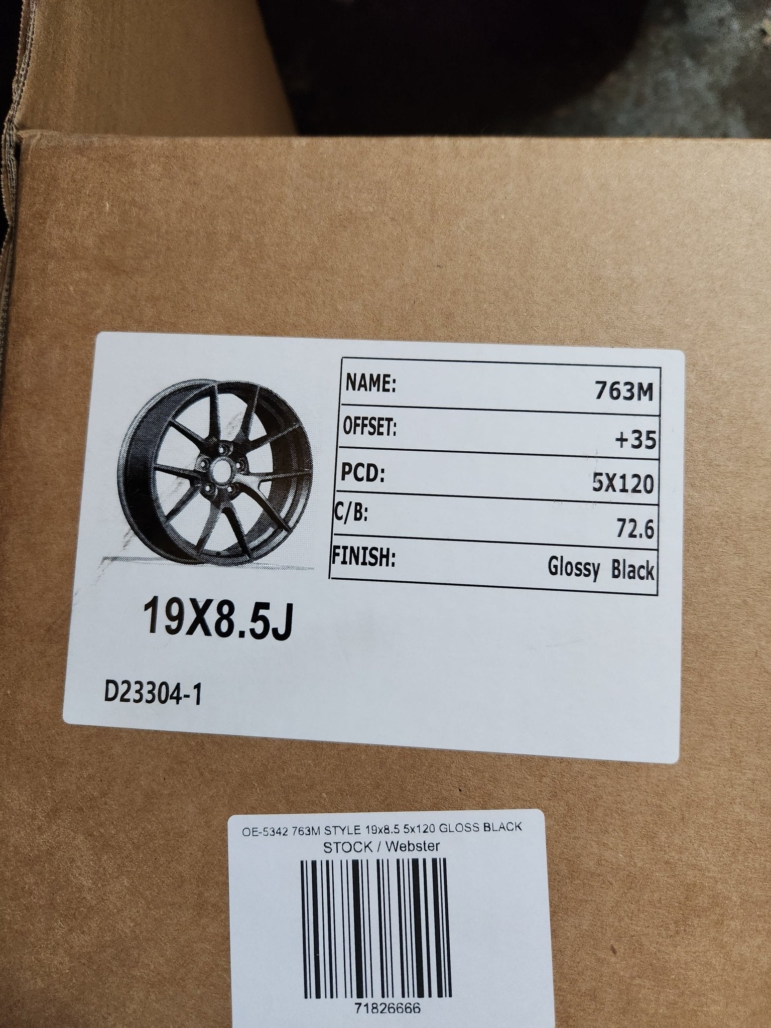 OE - 5342 763M STYLE 19x8.5 5x120 GLOSS BLACK - Gun Hill Tire House (WTW - WHOLESALE TIRES & WHEELS)