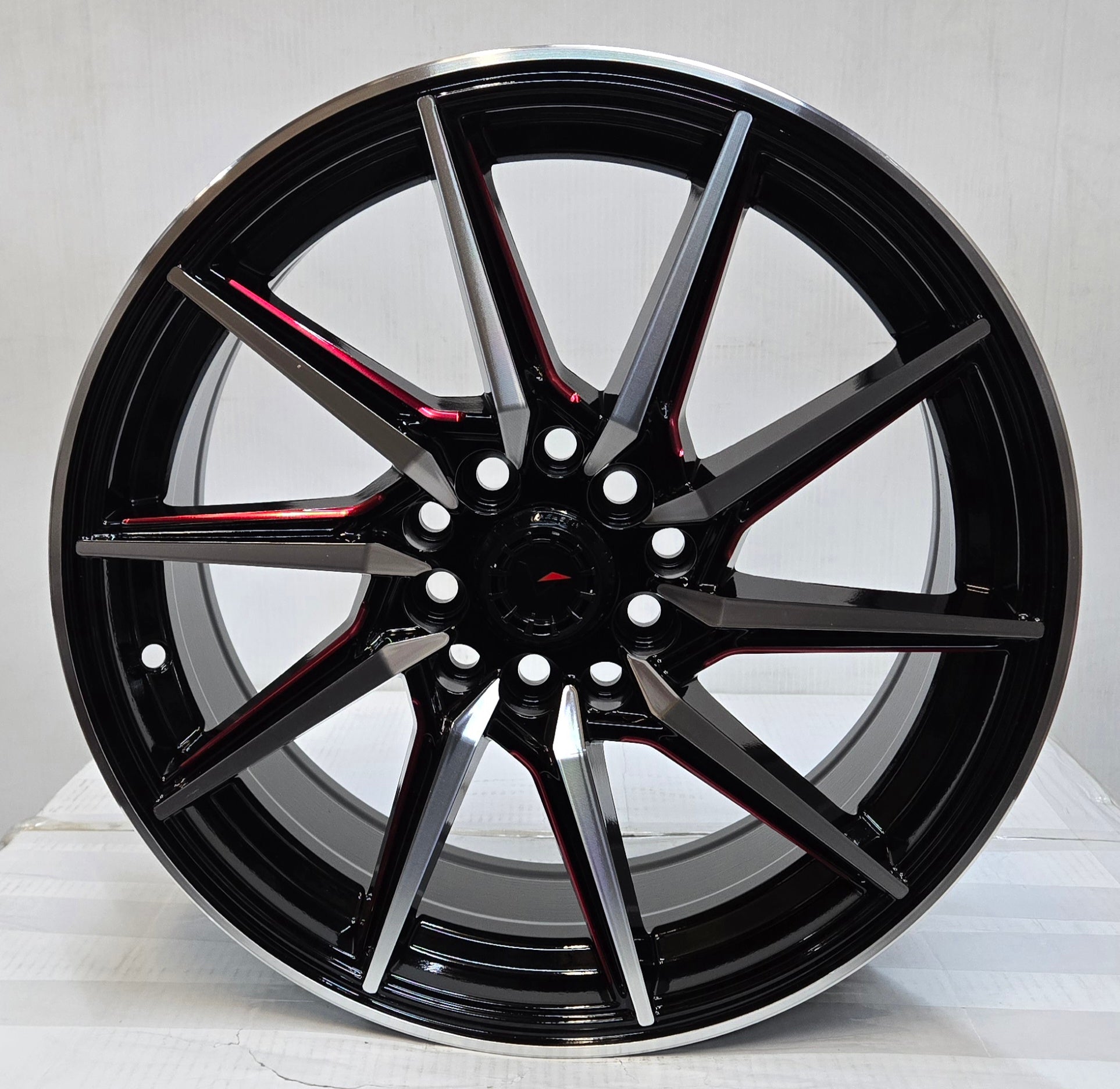 AXIA AF - 37 16x7 5x100 / 5x114.3 GLOSS BLACK MACHINED FACE RED MILLED SPOKES - Gun Hill Tire House (WTW - WHOLESALE TIRES & WHEELS)