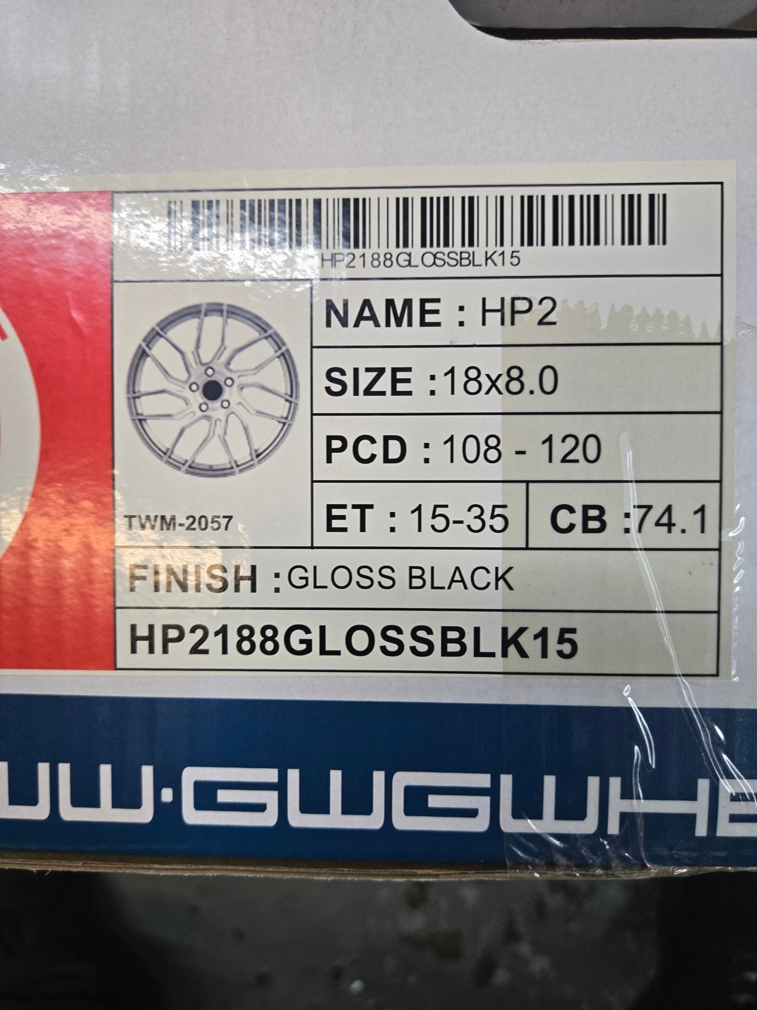 GWG HP2 18X8.0 BLANK GLOSS BLACK - Gun Hill Tire House (WTW - WHOLESALE TIRES & WHEELS)