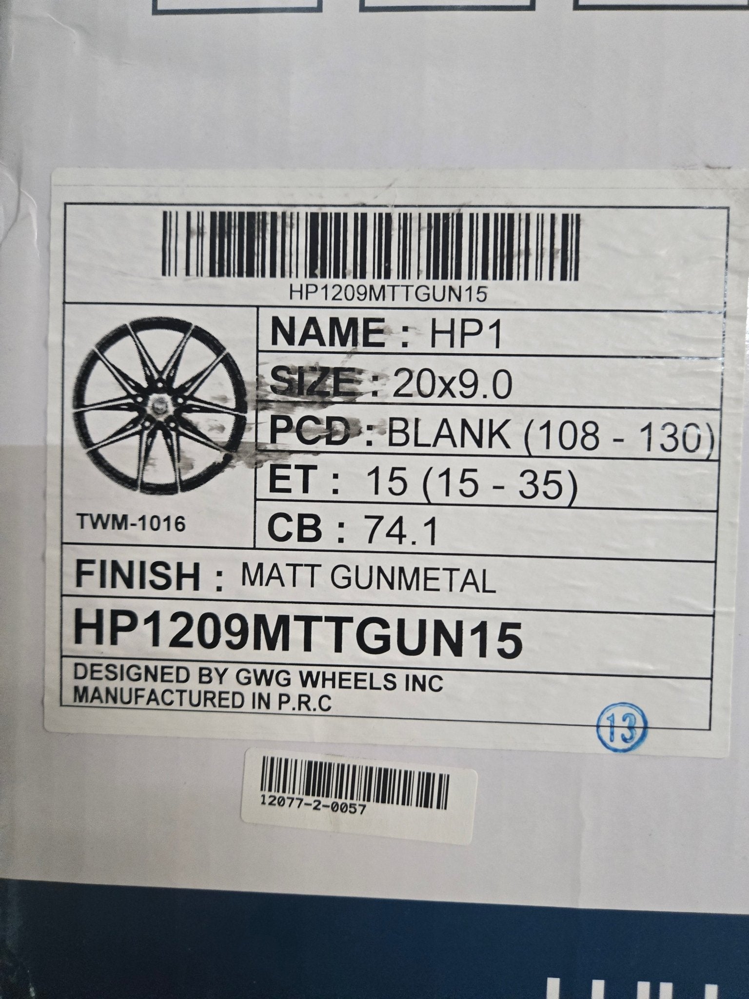 GWG RF1 20X9.0 BLANK MATT GUNMETAL - Gun Hill Tire House (WTW - WHOLESALE TIRES & WHEELS)