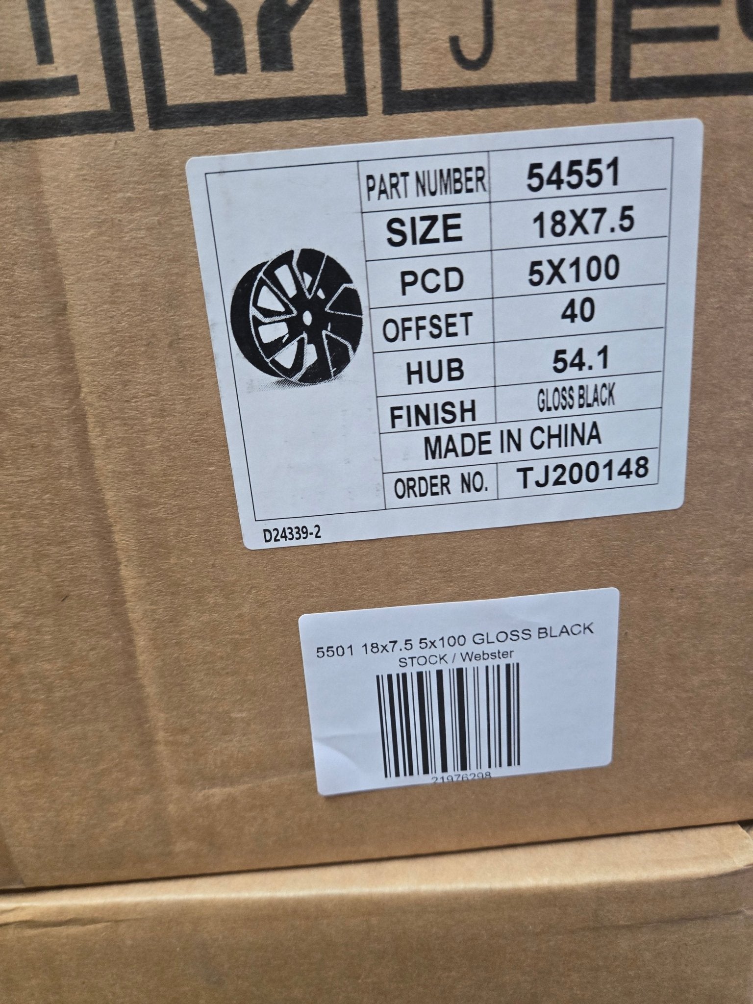 5501 18x7.5 5x100 GLOSS BLACK - Gun Hill Tire House (WTW - WHOLESALE TIRES & WHEELS)