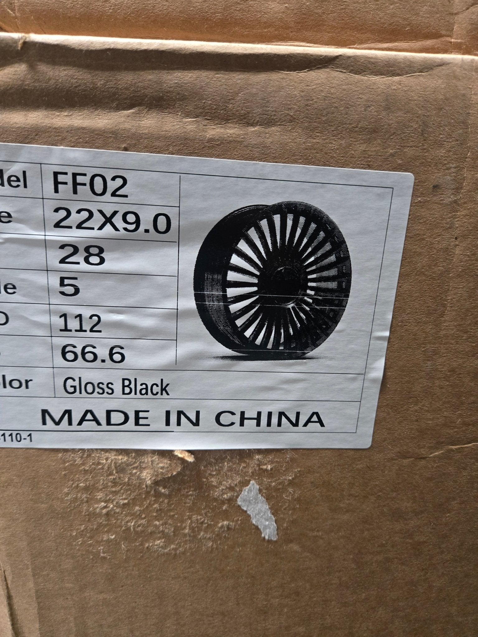 FF02 22X9.0 5X112 GLOSS BLACK - Gun Hill Tire House (WTW - WHOLESALE TIRES & WHEELS)