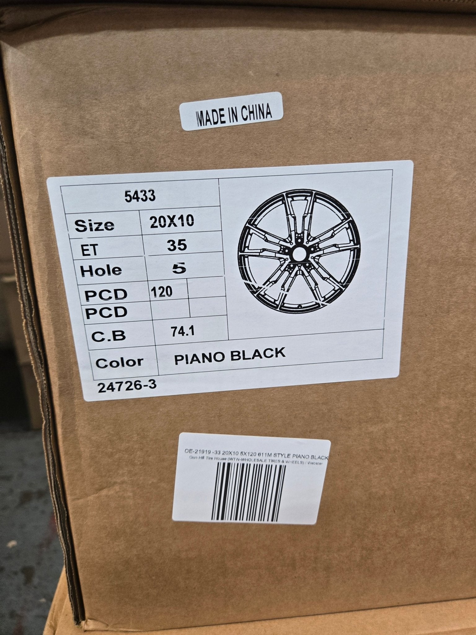 OE - 21919 - 33 20X10 5X120 611M STYLE PIANO BLACK - Gun Hill Tire House (WTW - WHOLESALE TIRES & WHEELS)