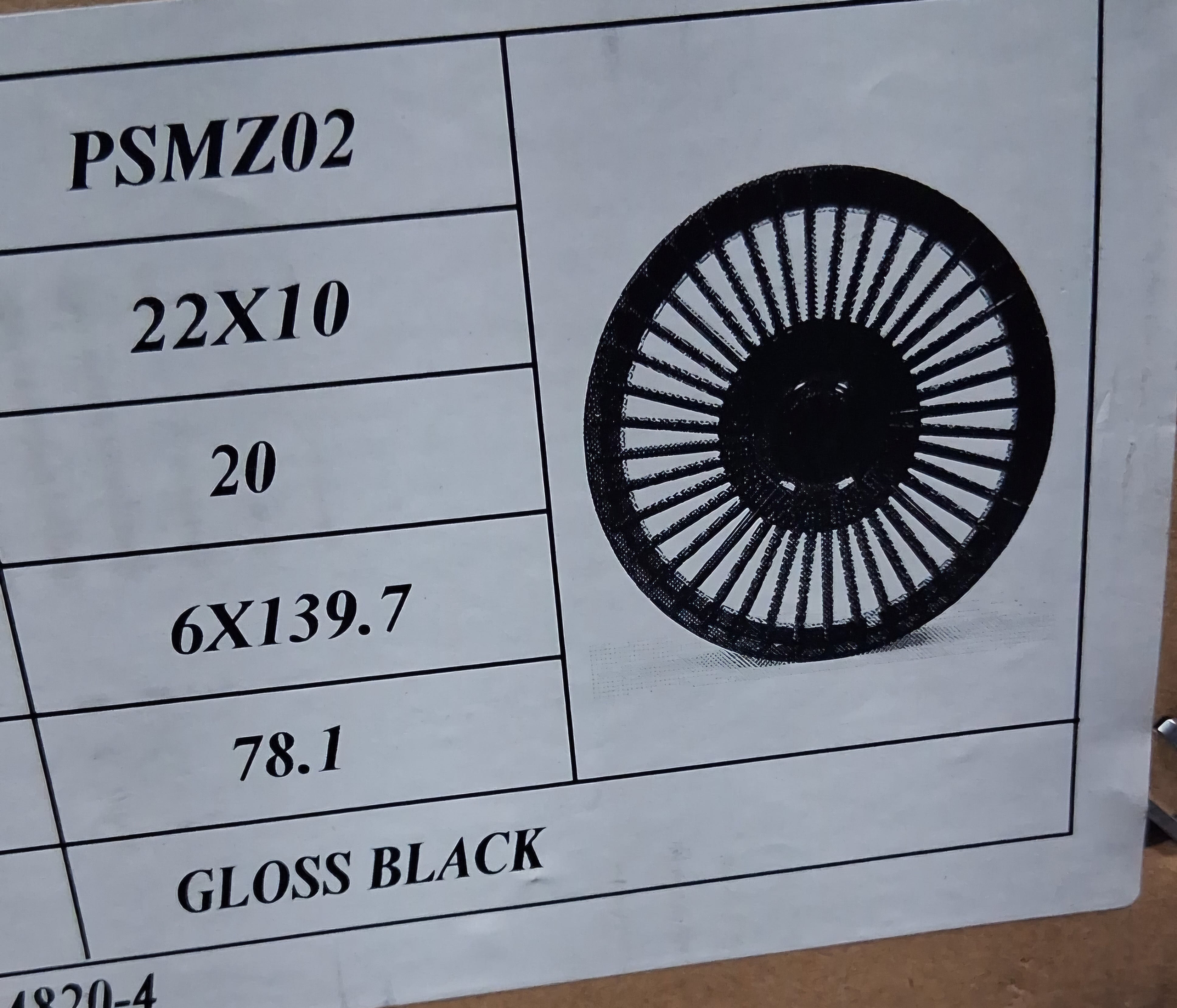 PSMZ02 22X10.0 6X139.7 GLOSS BLACK