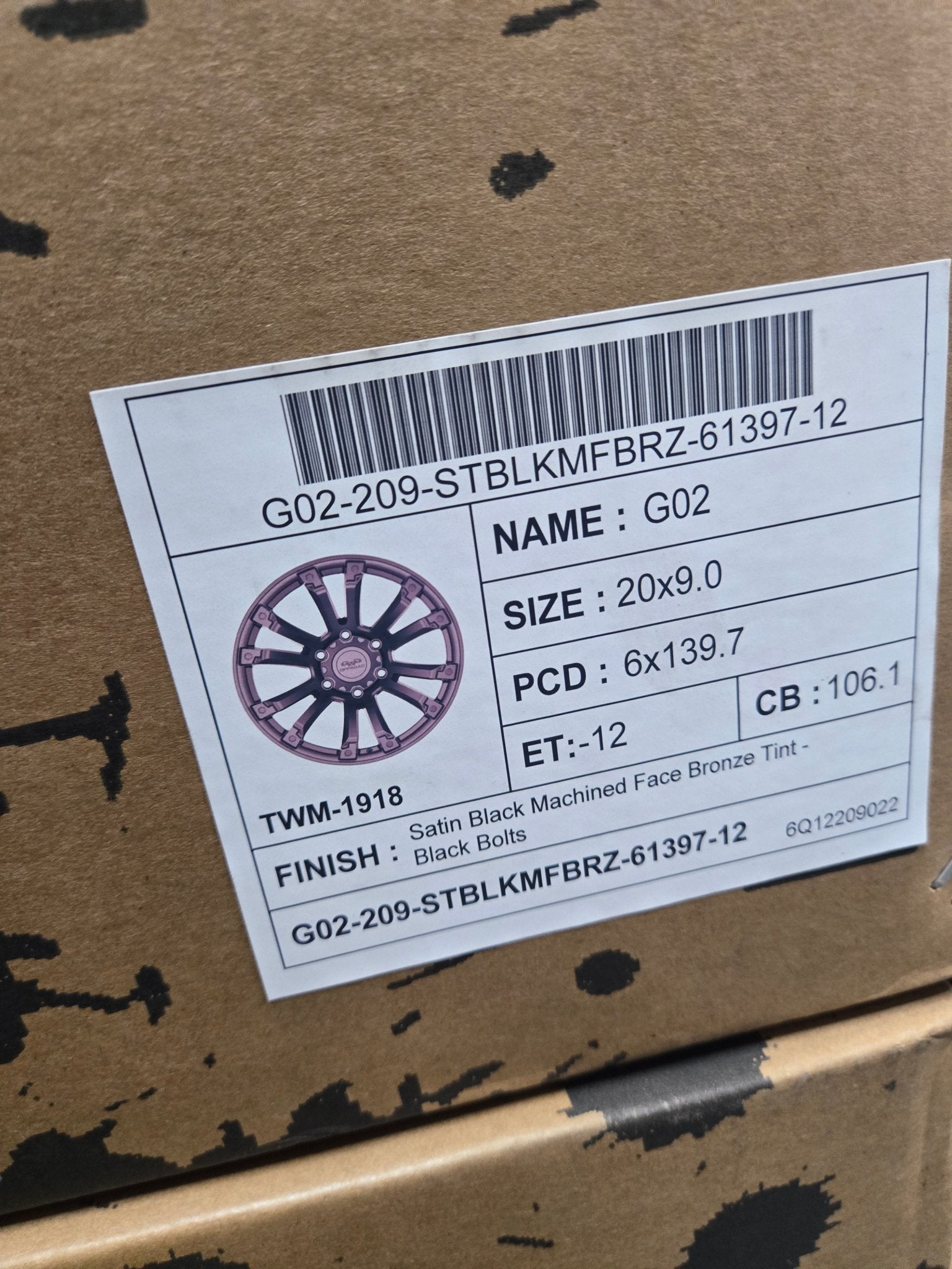 GWG G02 20x9.0 6x139.7 SATIN BLACK MACHINED FACE BRONZE TINT - Gun Hill Tire House (WTW - WHOLESALE TIRES & WHEELS)