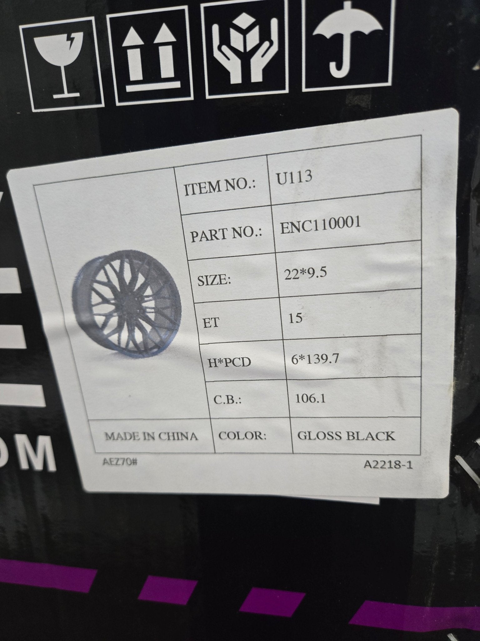 ENCORE U113 22x9.5 6x139.7 GLOSS BLACK - Gun Hill Tire House (WTW - WHOLESALE TIRES & WHEELS)