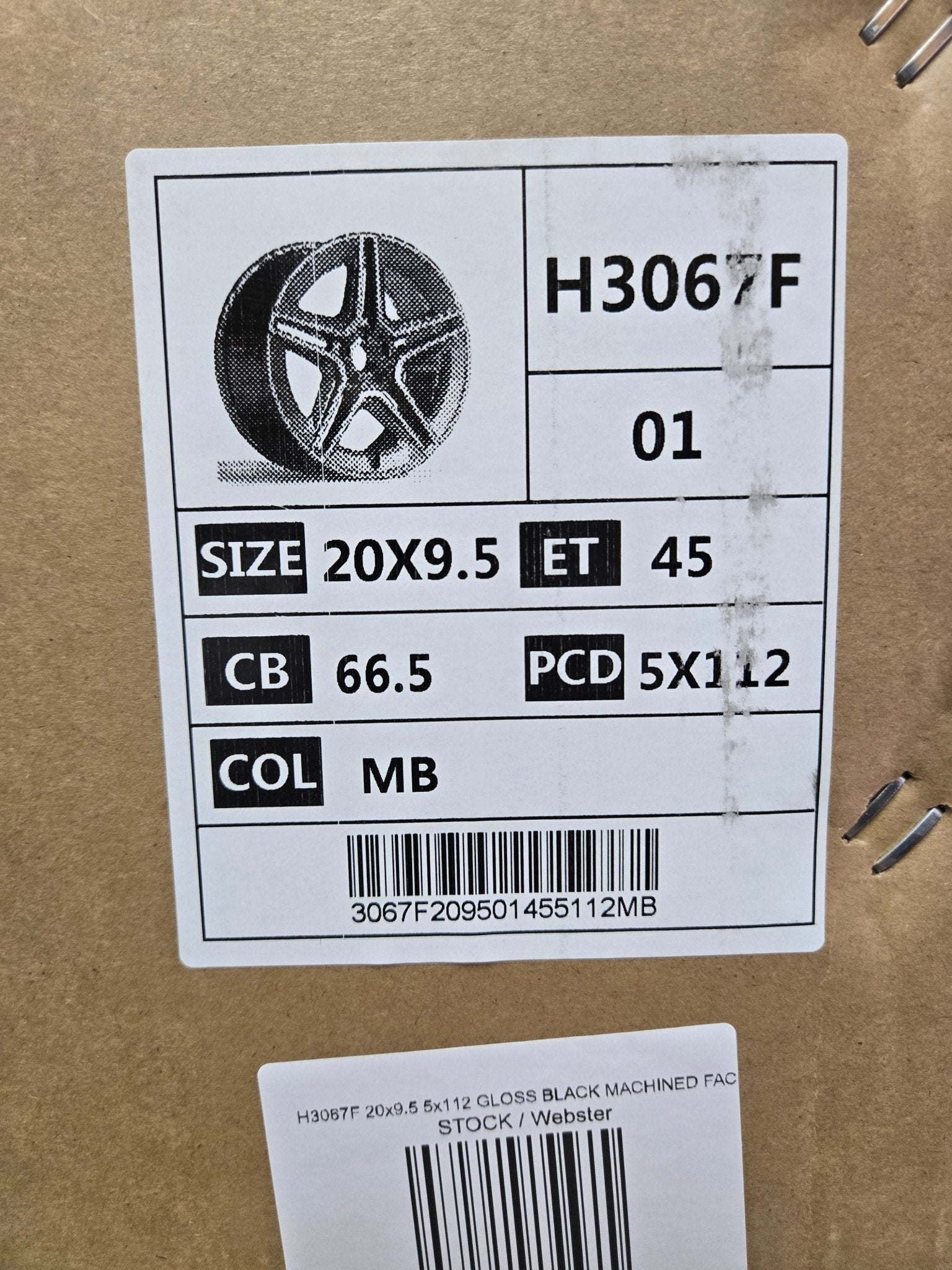 H3067F 20x9.5 5x112 GLOSS BLACK MACHINED FACE - Gun Hill Tire House (WTW - WHOLESALE TIRES & WHEELS)
