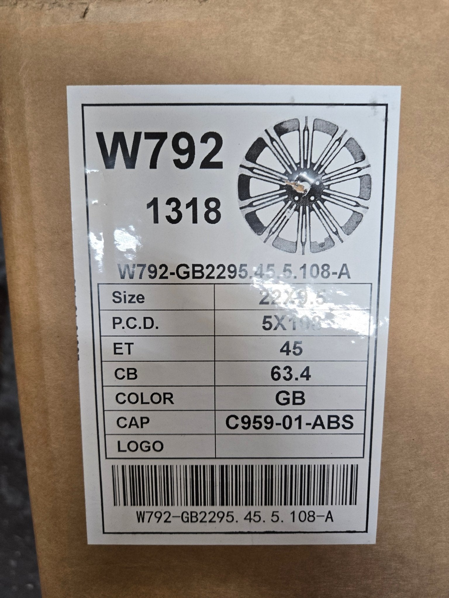 W792 22X9.5 5X108 GLOSS BLACK - Gun Hill Tire House (WTW - WHOLESALE TIRES & WHEELS)