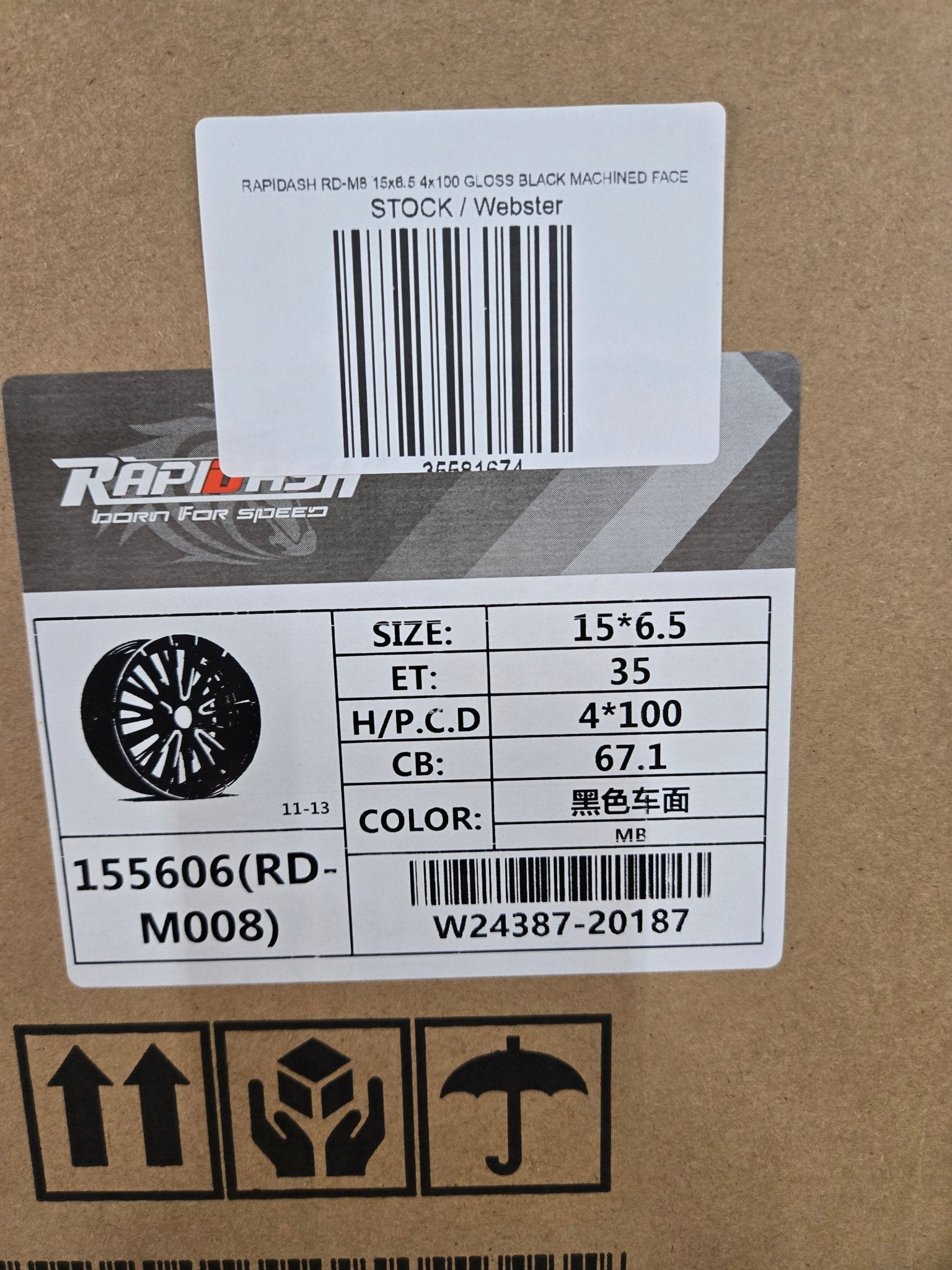 RAPIDASH RD - M8 15x6.5 4x100 GLOSS BLACK MACHINED FACE - Gun Hill Tire House (WTW - WHOLESALE TIRES & WHEELS)