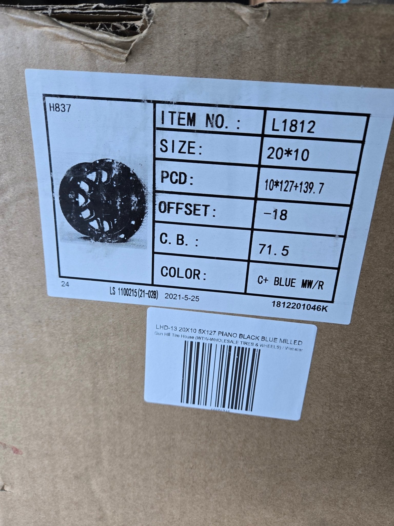 LHD - 13 20X10 5X127 5x139.7 PIANO BLACK BLUE MILLED - Gun Hill Tire House (WTW - WHOLESALE TIRES & WHEELS)