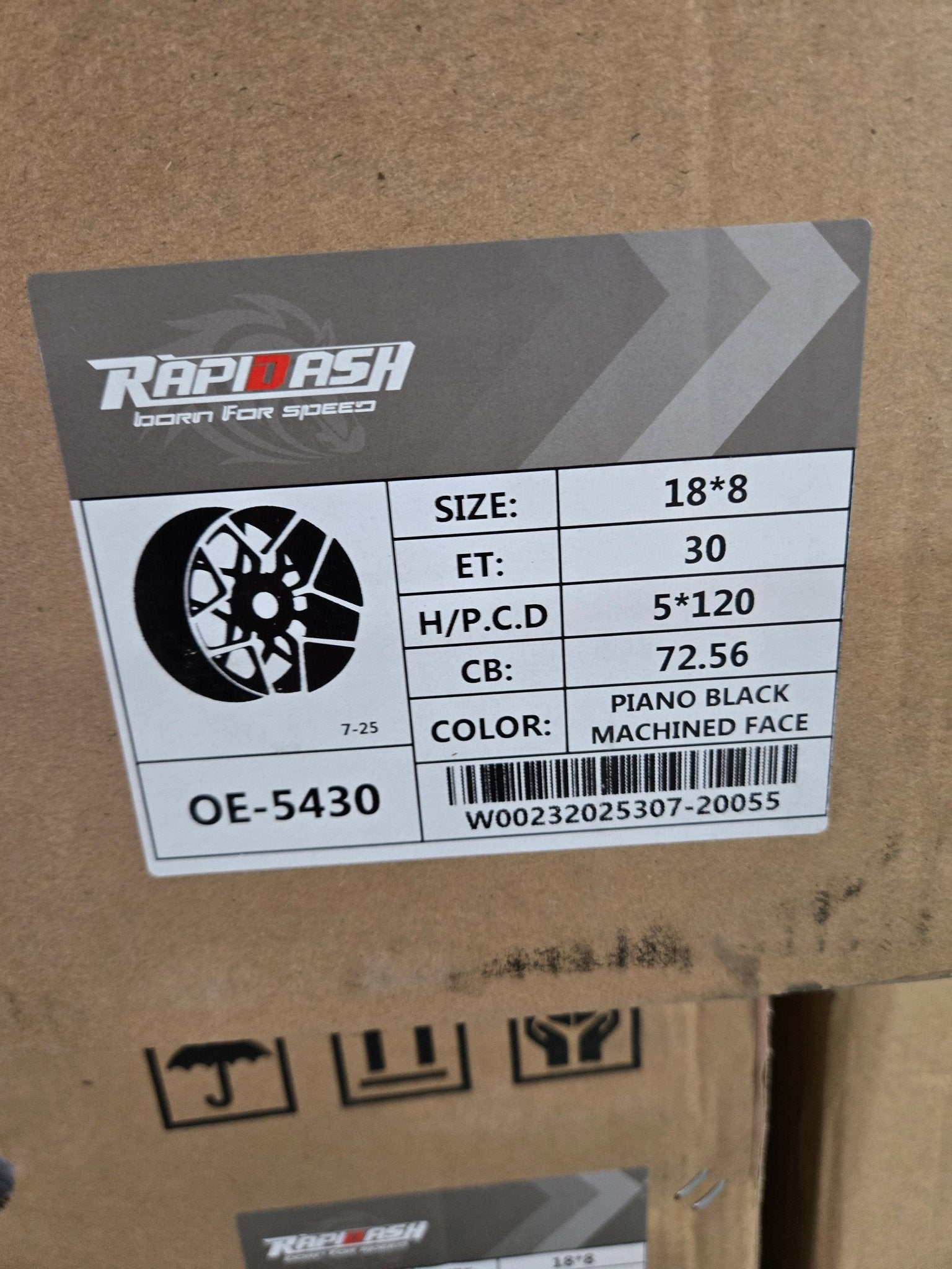 OE - 5430 18X8.0 5X120 PIANO BLACK MACHINED FACE - Gun Hill Tire House (WTW - WHOLESALE TIRES & WHEELS)