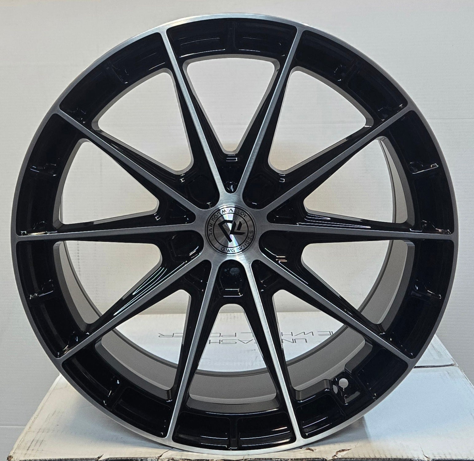 GWG RF8 20X9.0 BLANK GLOSS BLACK BRUSHED FACE - Gun Hill Tire House (WTW - WHOLESALE TIRES & WHEELS)