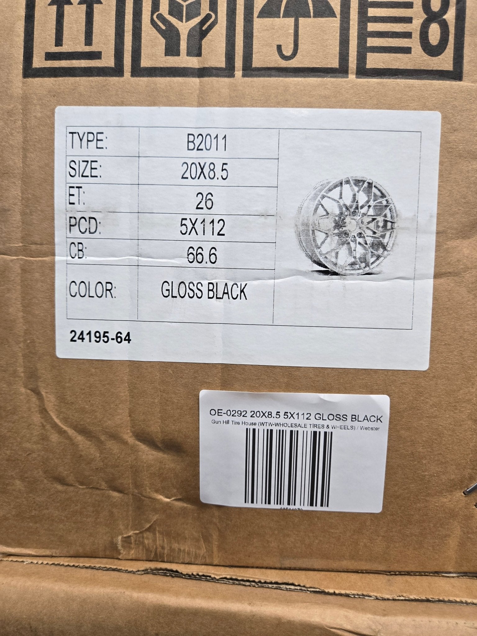 OE - 0292 20X8.5 5X112 GLOSS BLACK - Gun Hill Tire House (WTW - WHOLESALE TIRES & WHEELS)