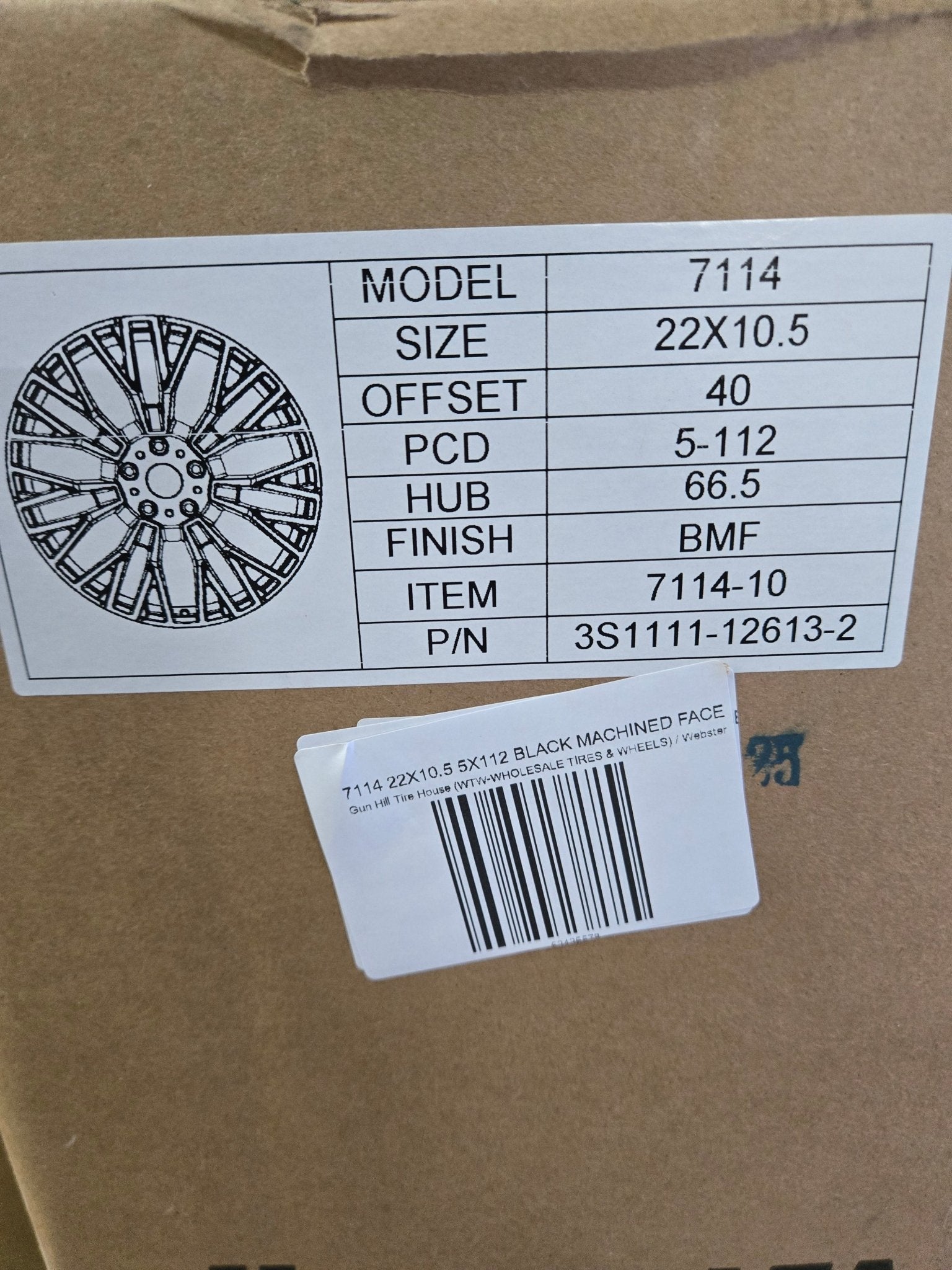 7114 22X10.5 5X112 BLACK MACHINED FACE7114 - Gun Hill Tire House (WTW - WHOLESALE TIRES & WHEELS)