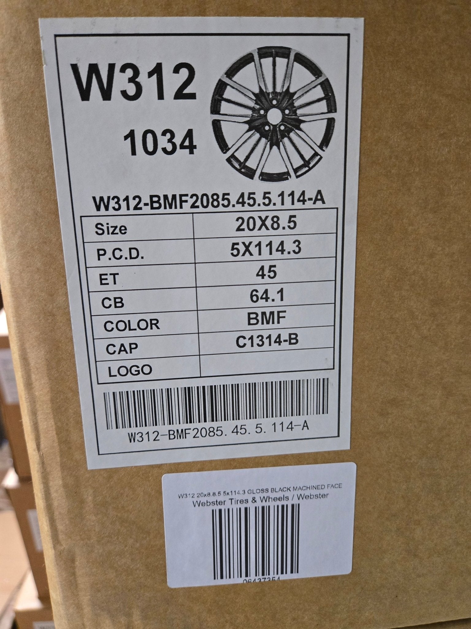 W312 20x8.8.5 5x114.3 GLOSS BLACK MACHINED FACE - Gun Hill Tire House (WTW - WHOLESALE TIRES & WHEELS)