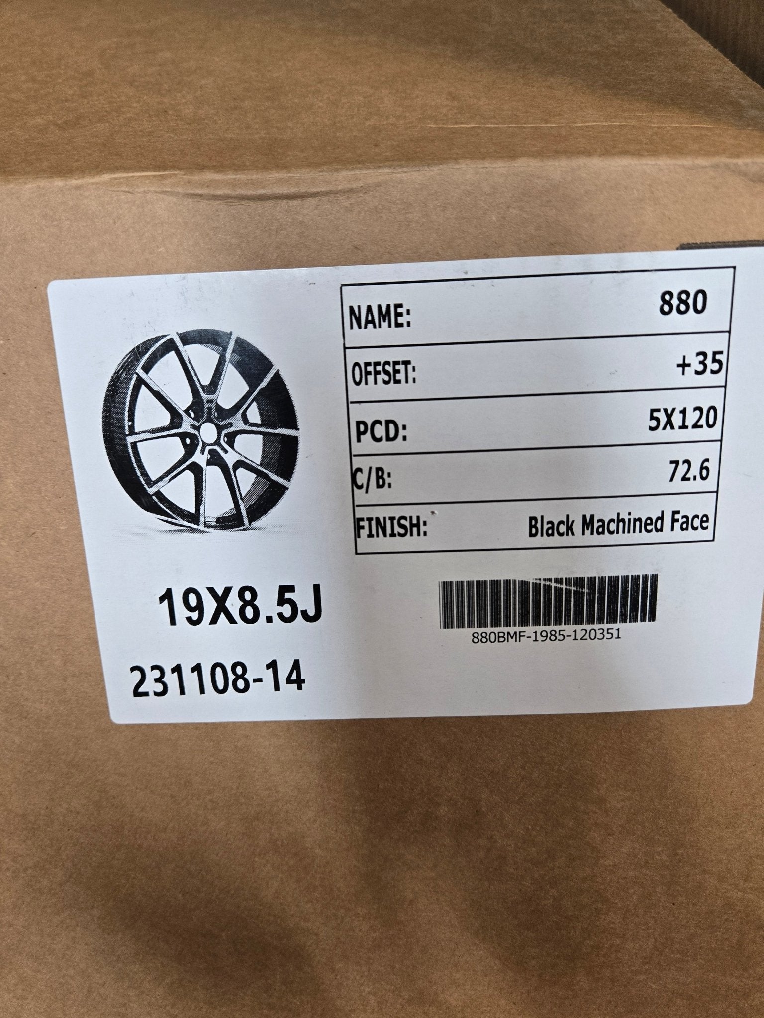 OE - 880 728M 19X8.5 5X120 PIANO BLACK MACHINED - Gun Hill Tire House (WTW - WHOLESALE TIRES & WHEELS)