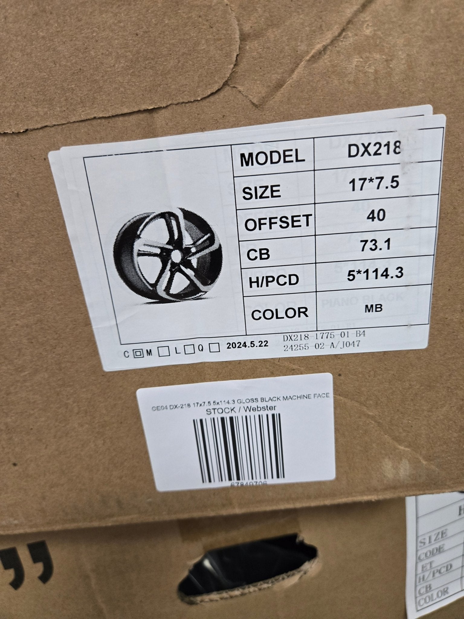 OE04 DX - 218 17x7.5 5x114.3 GLOSS BLACK MACHINE FACE8 h839F - Gun Hill Tire House (WTW - WHOLESALE TIRES & WHEELS)