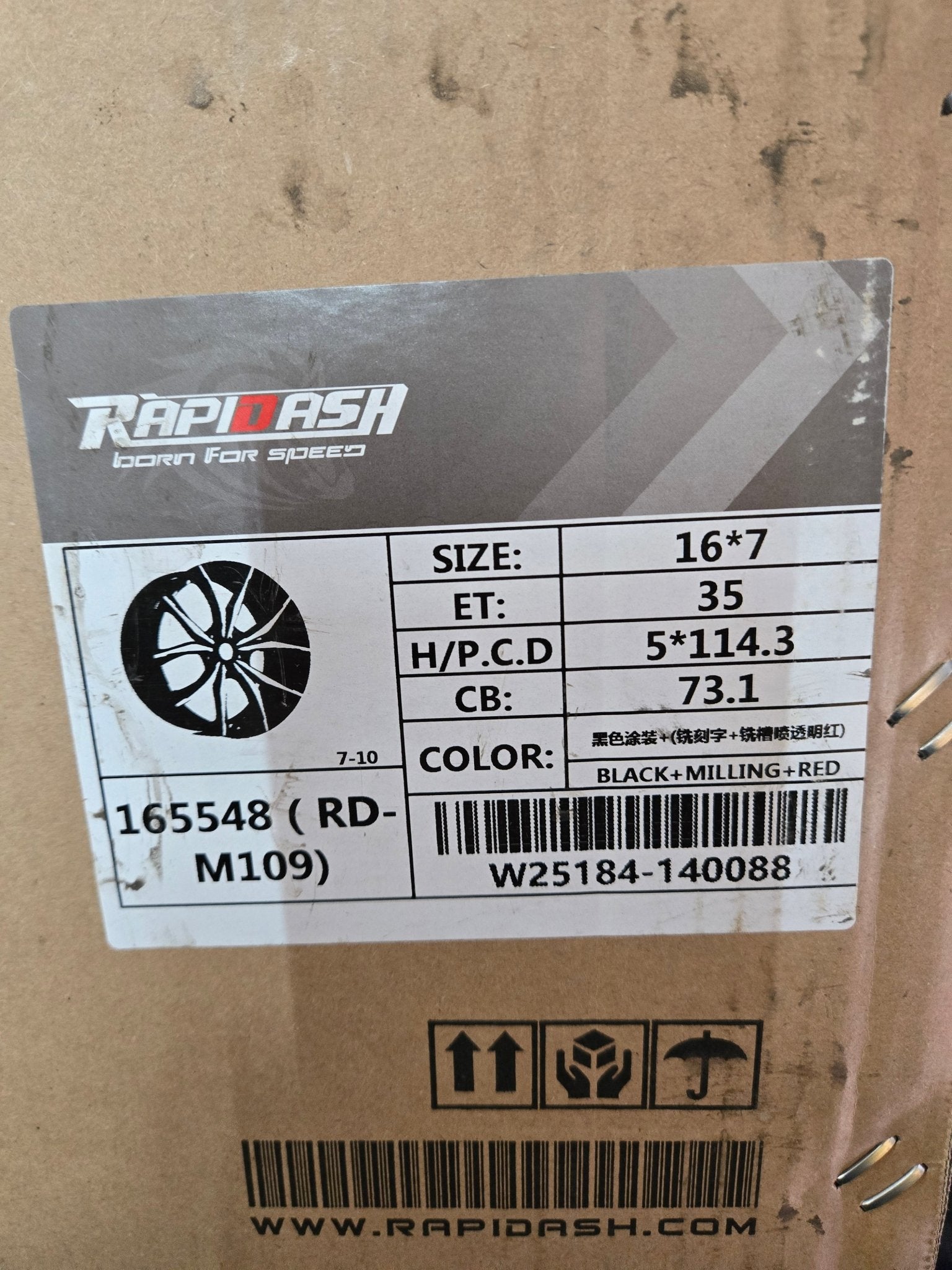 RAPIDASH RD - M109 16X7.0 5X114.3 PIANO BLACK RED MILLING FACE RED - Gun Hill Tire House (WTW - WHOLESALE TIRES & WHEELS)
