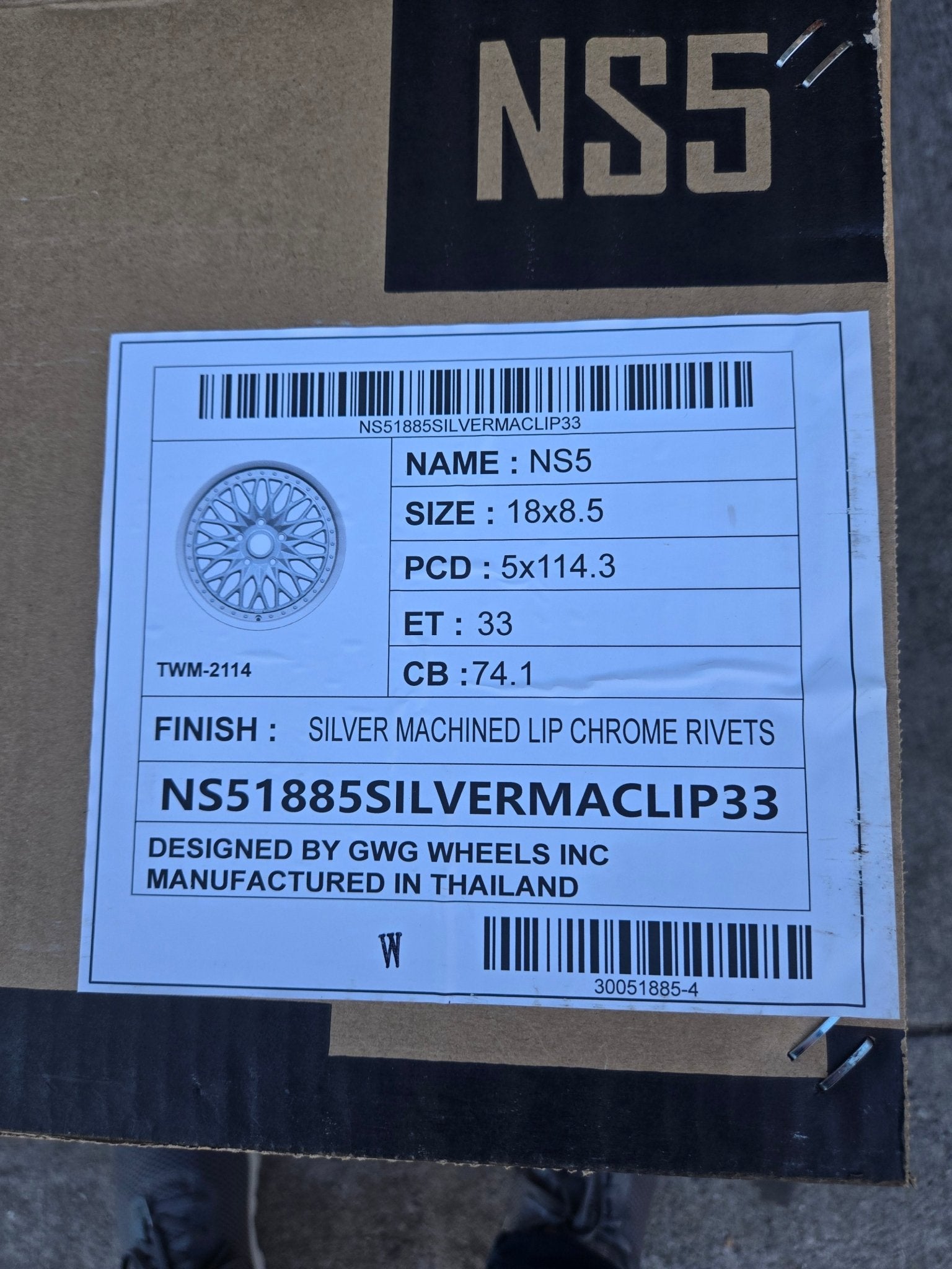GWG NS5 18X8.5 5X114.3 SILVER MACHINED FACE - Gun Hill Tire House (WTW - WHOLESALE TIRES & WHEELS)