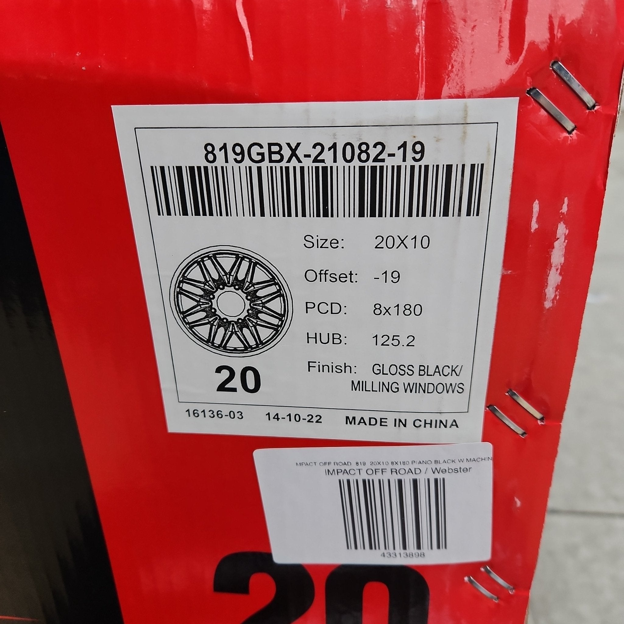 IMPACT OFF ROAD 819 20X10 8X180 PIANO BLACK W MACHINED MILLING WINDOWS - Gun Hill Tire House (WTW - WHOLESALE TIRES & WHEELS)