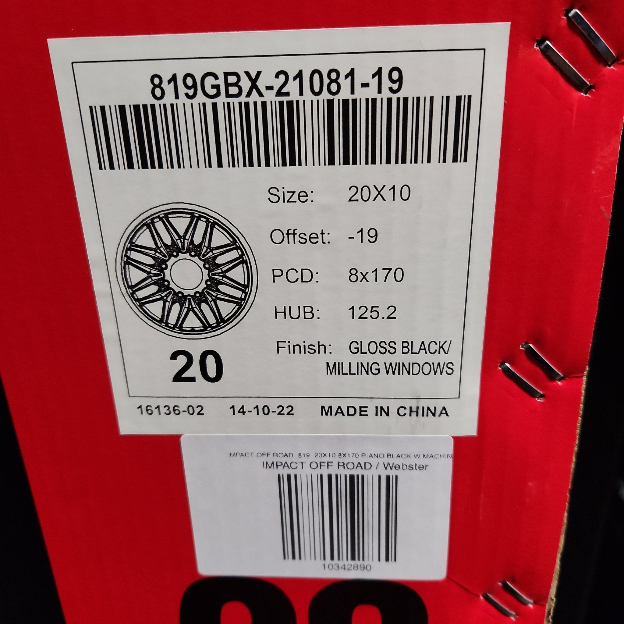 IMPACT OFF ROAD 819 20X10 8X170 PIANO BLACK W MACHINED MILLING WINDOWS - Gun Hill Tire House (WTW - WHOLESALE TIRES & WHEELS)